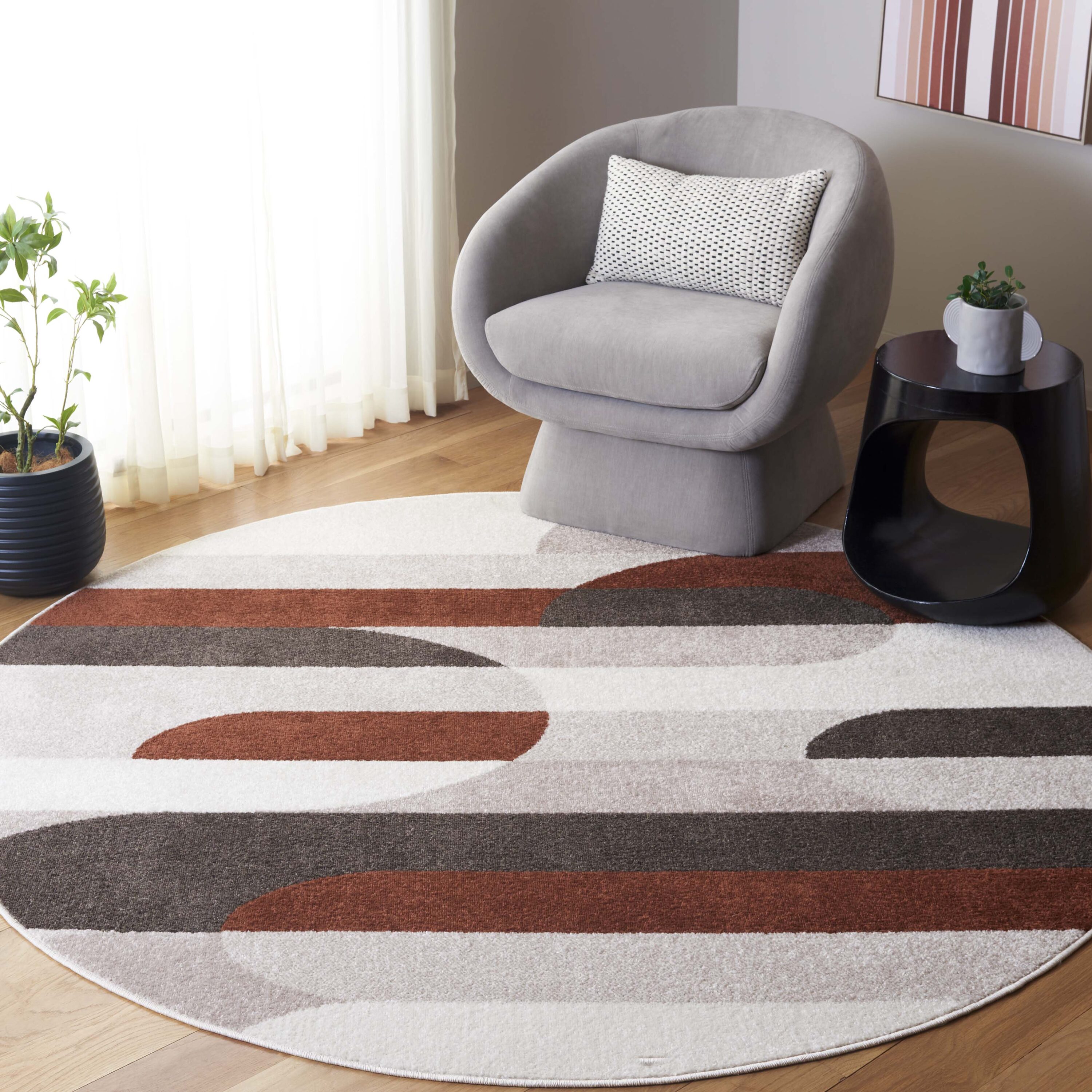 Adirondack  295P Beige/Rust 6ft-7in x 6ft-7in Round Rug