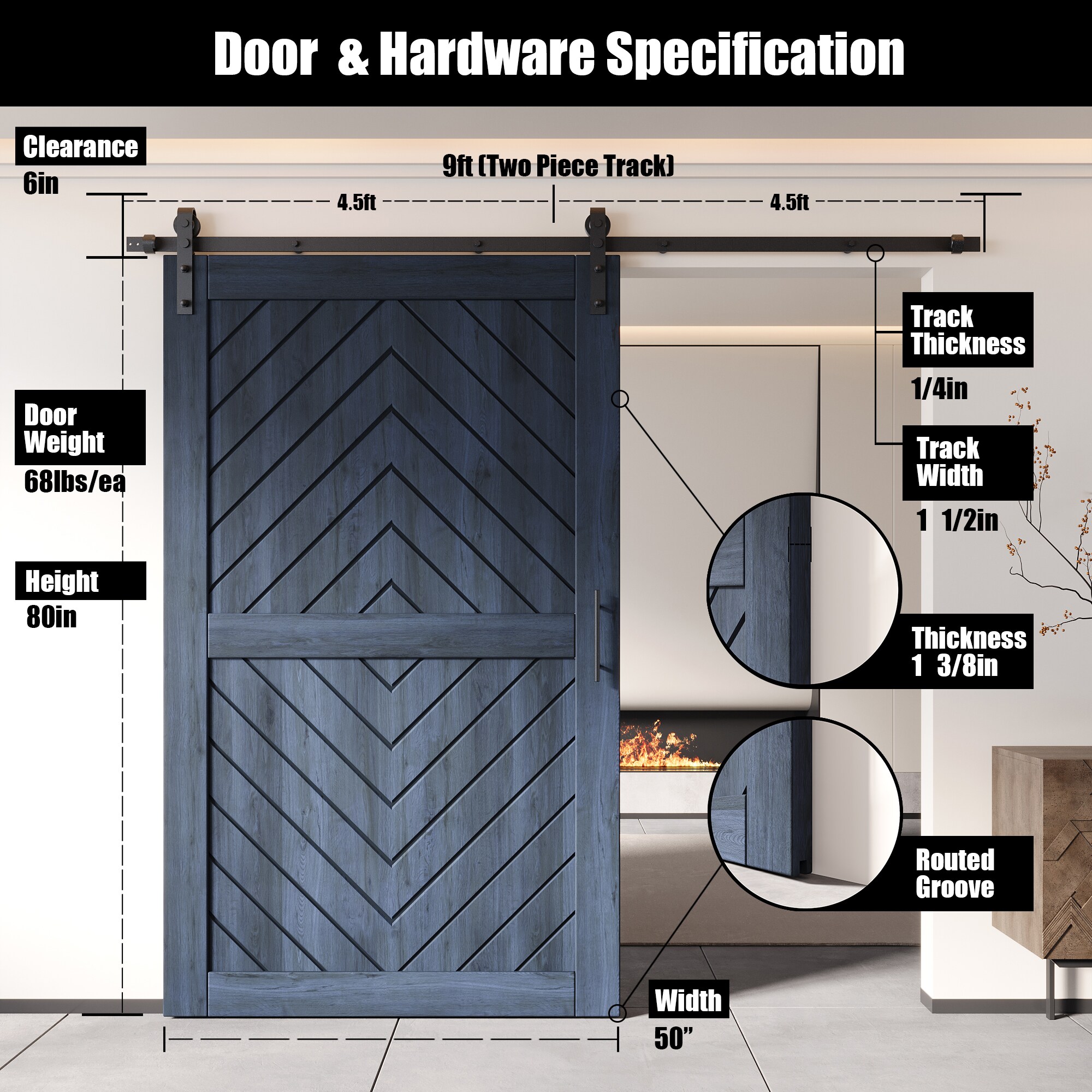 HOMACER YT1H108C-JT2-5080-NA Barn-Doors - View #2