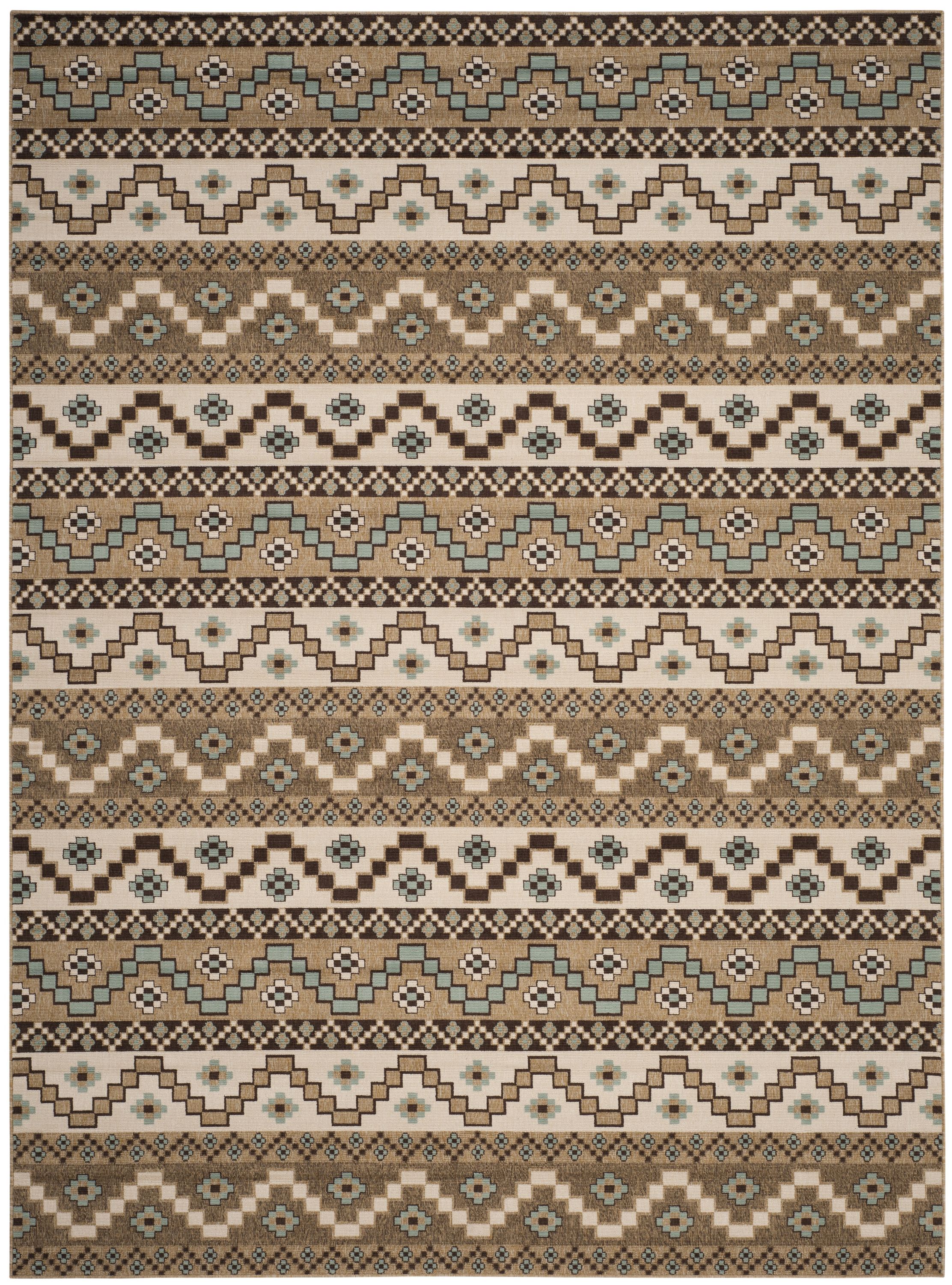 Safavieh VER095-0215-8 Veranda Rudy 8 x 11 (ft) Loomed Synthetic Creme/Brown Rectangular Indoor/Outdoor Abstract Coastal Area rug