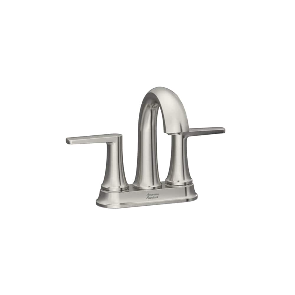 American Standard 7429201.295 Becklow Brushed Nickel 4-in centerset 2-handle WaterSense Mid-arc Residential Handle Bathroom Sink Faucet with Drain