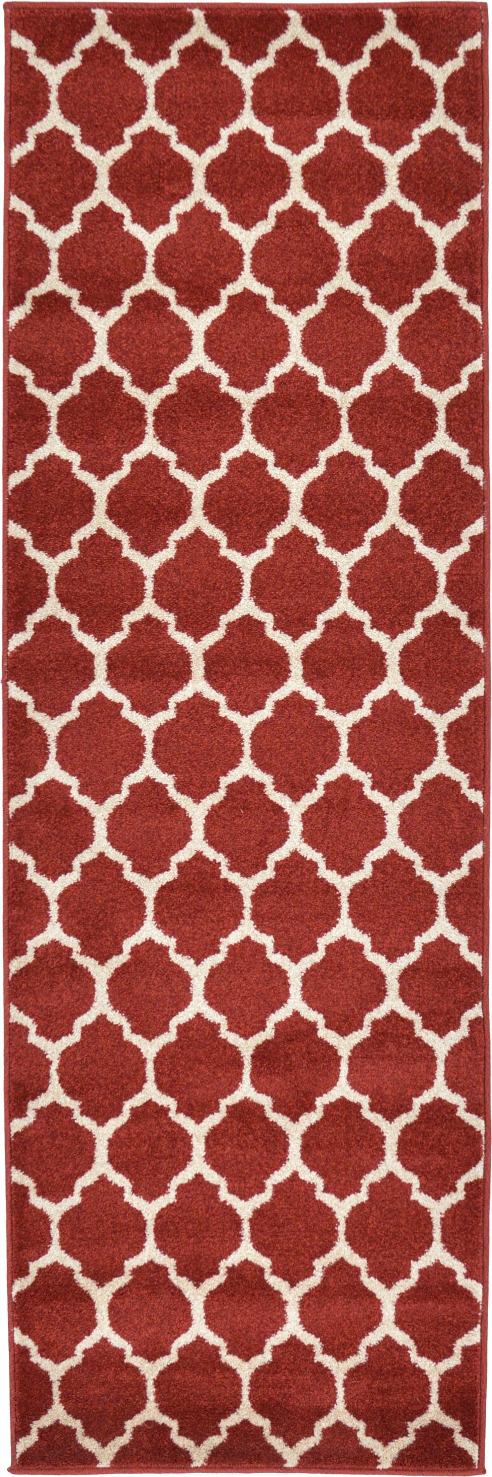 Unique Loom 3128589 Philadelphia Trellis 2 x 6 (ft) Loomed Polypropylene Red/Beige Rectangular Indoor Geometric Industrial Runner rug