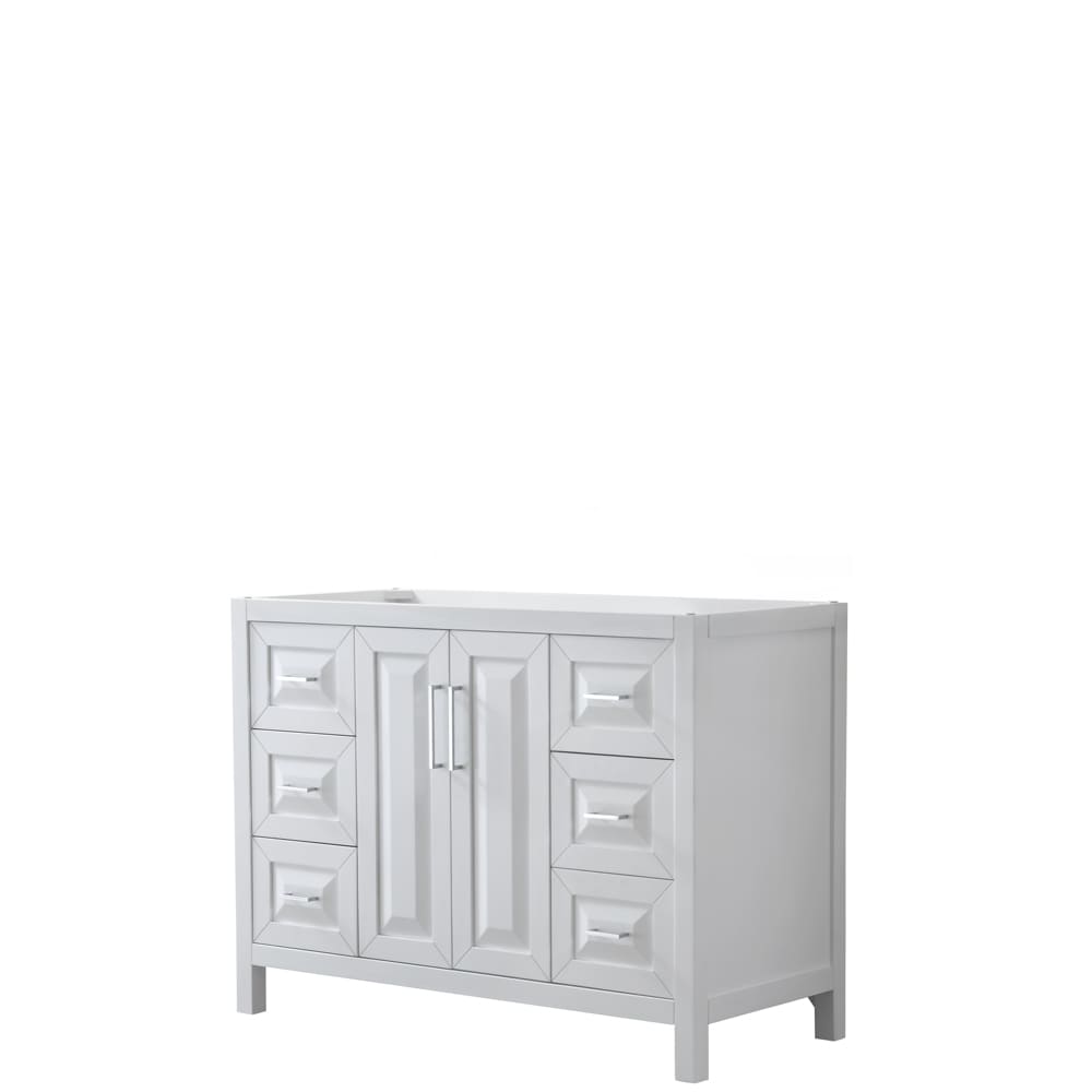 Wyndham Collection WCV252548SWHCXSXXMXX Daria 48-in White with Polished Chrome Trim Bathroom Vanity Base Cabinet without Top