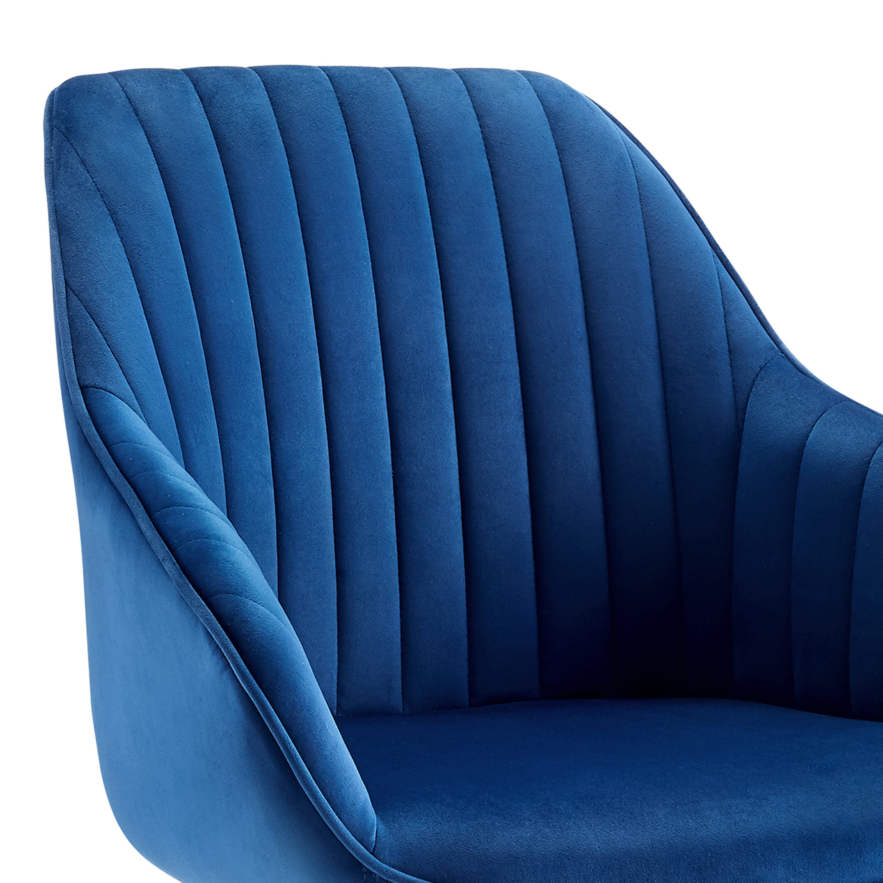 Mazarine Striated Quilted Swivel Accent Chair with Gold Metal Base