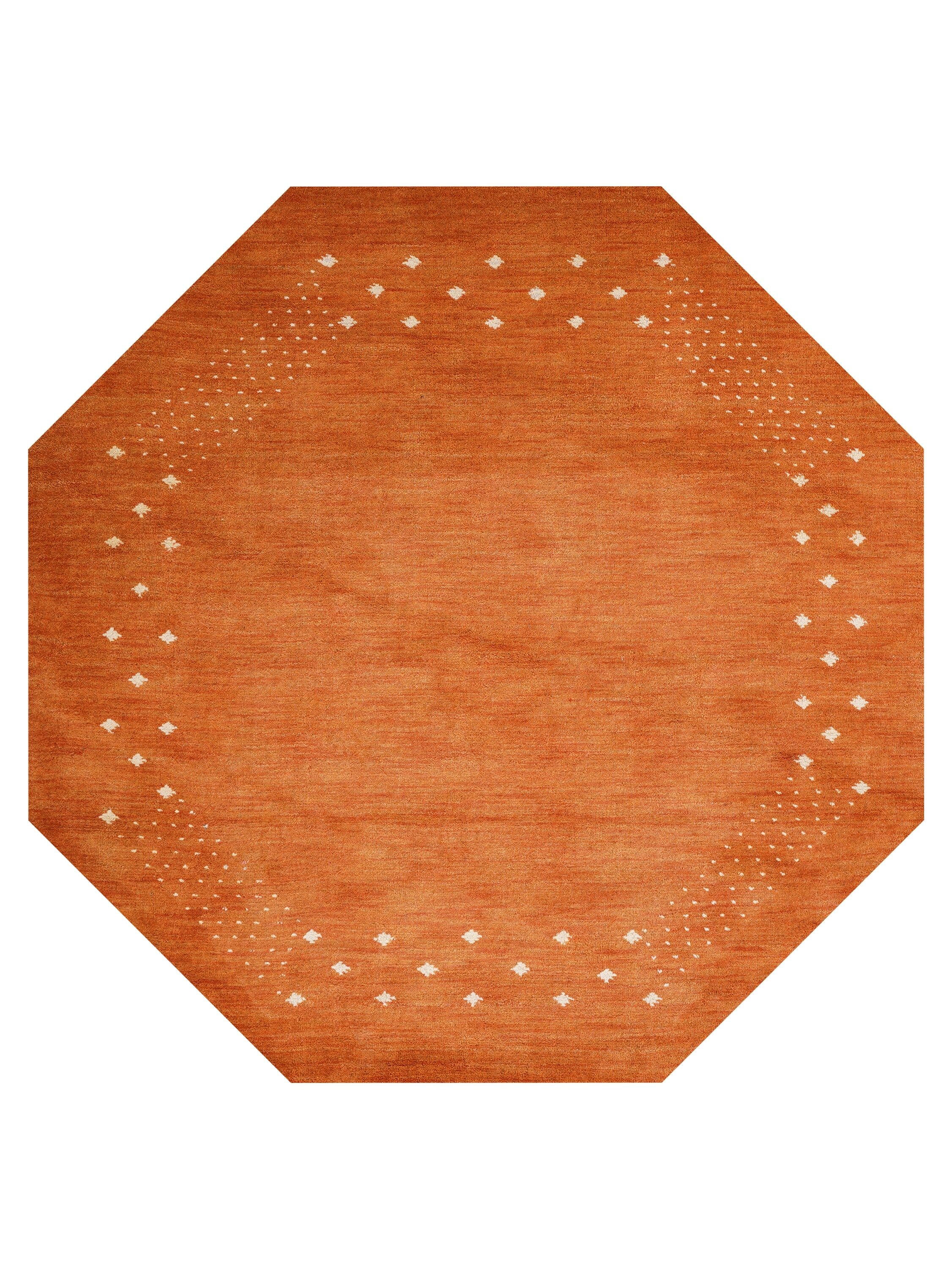 Rugsotic Carpets -  HAND KNOTTED LOOM WOOL ECO-FRIENDLY AREA RUGS  - 10'x10' Octagon Shape Orange...
