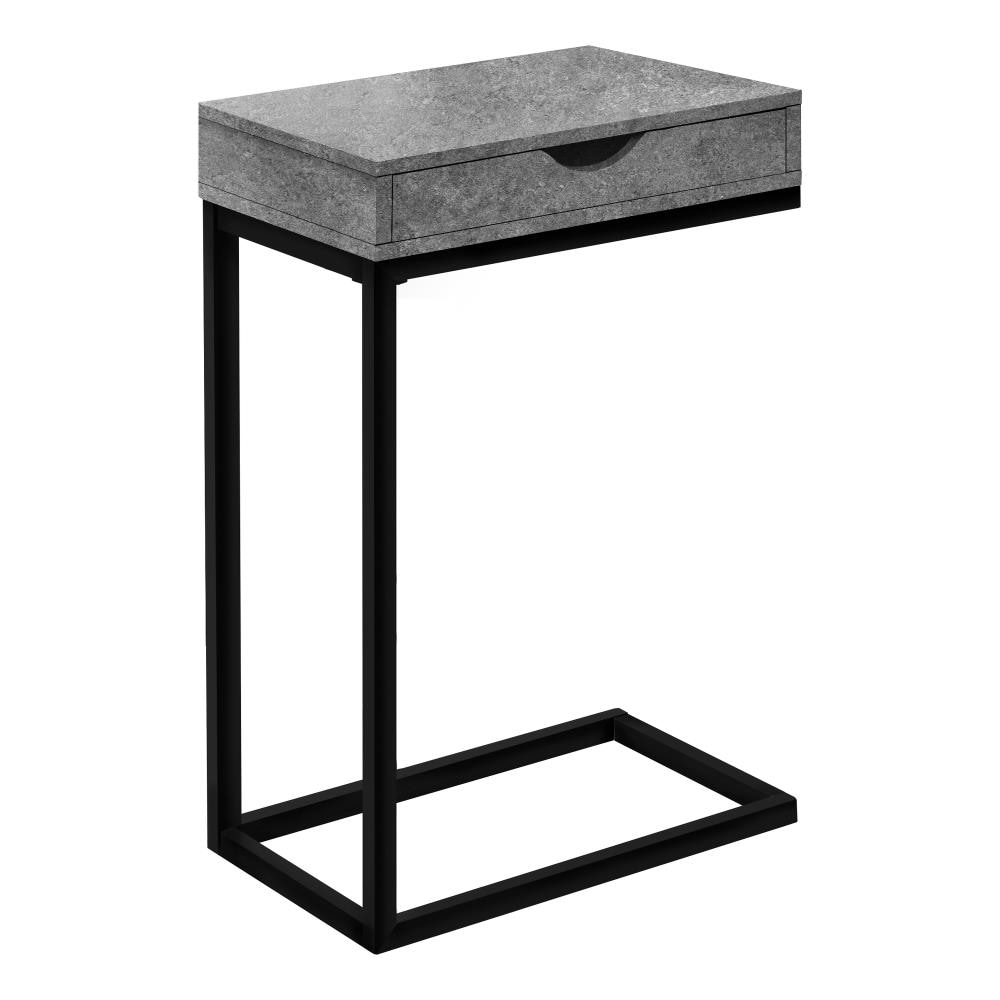Monarch Specialties I 3603 16-in W x 24.5-in H Grey Stone-look/black Composite Modern End Table with Storage Assembly Required