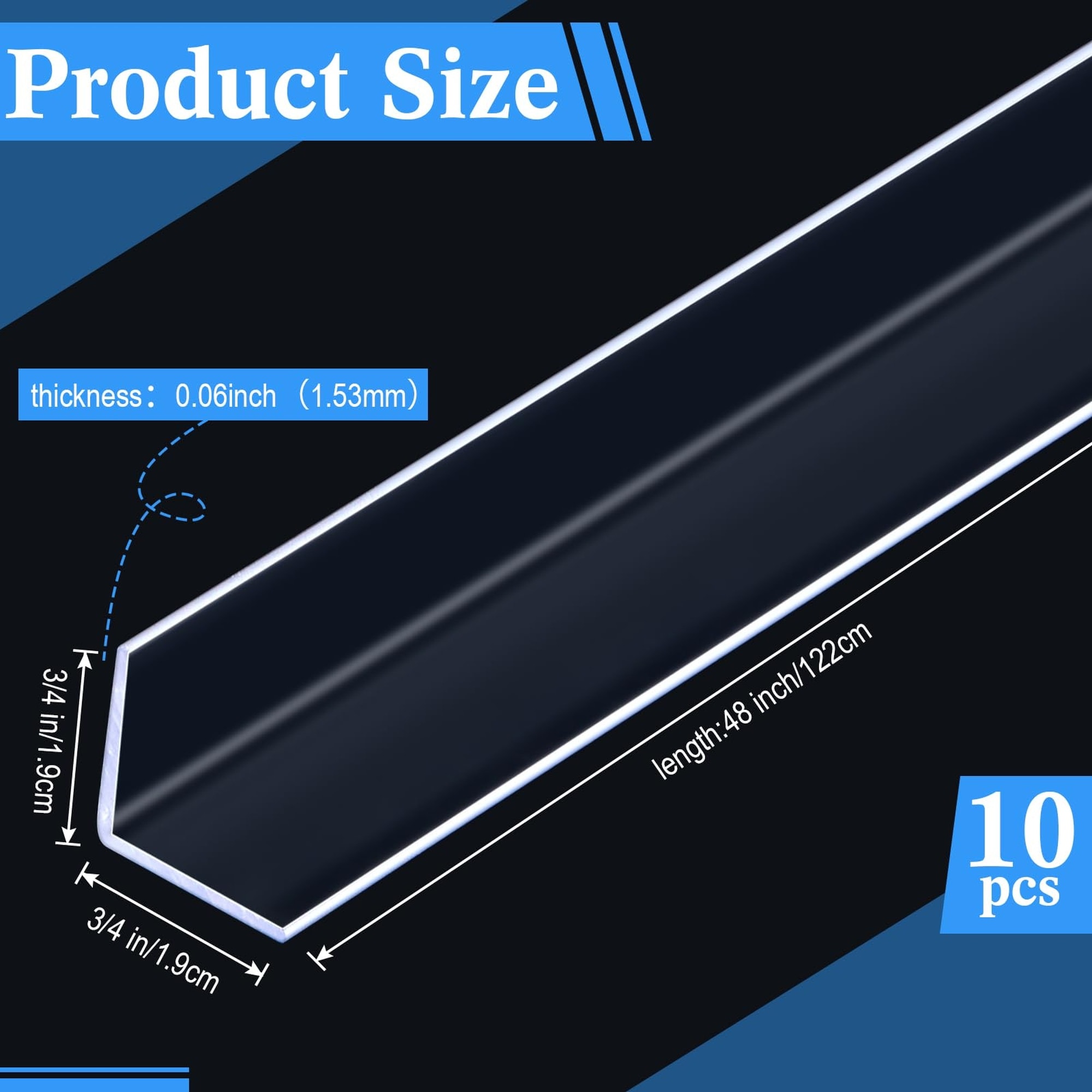 Angel Sar 10 Pcs 3/4 x 48 Inches Vinyl Wall Corner Protector Guards ...