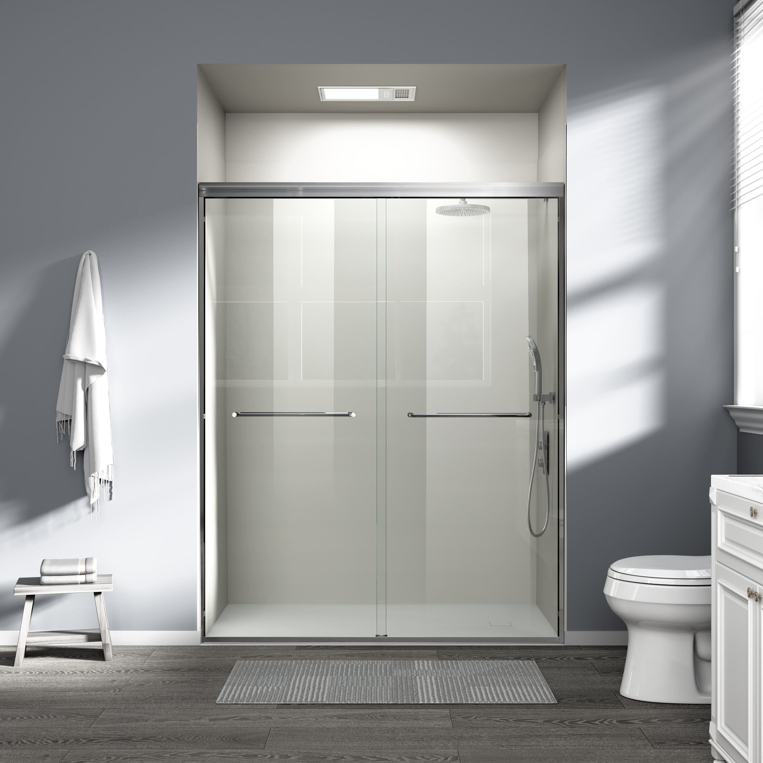 Abruzzo - 56 in. - 60 in. W x 72 in. H Double Sliding Framed Bathroom Shower Door with 1/4 in. Te...