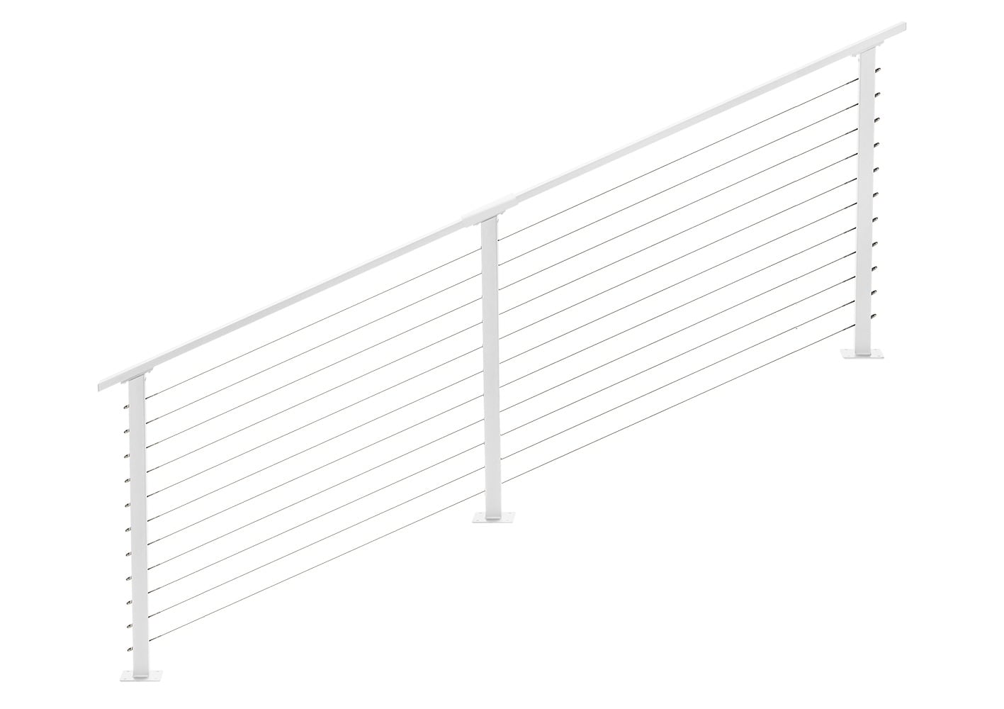 CityPost CP-8-W-S Stair Deck Mount 8-ft x 36-in White Steel Deck Cable Rail Kit