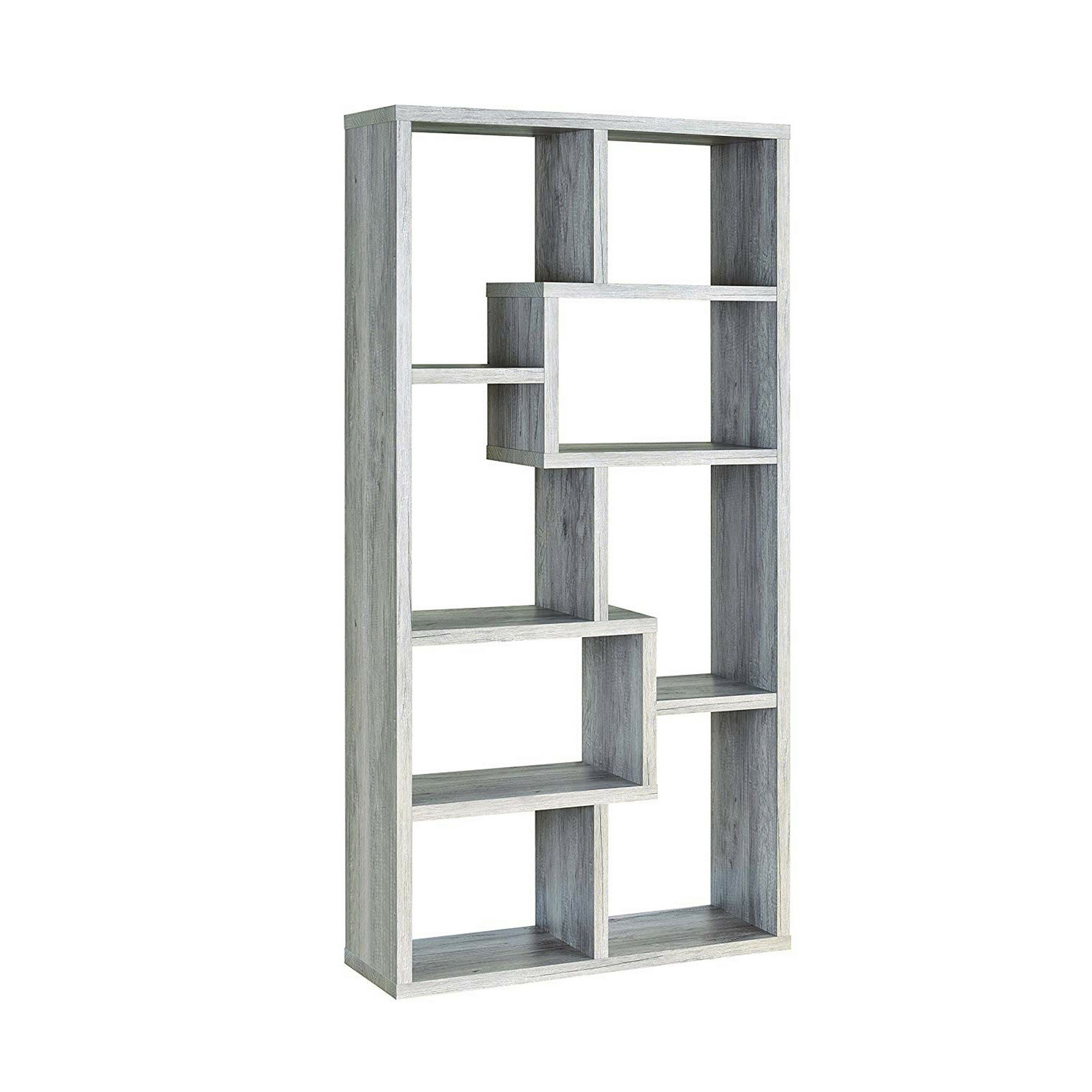 Benzara BM159410 Gray Wood 8 -Shelf Bookcase ( 12-Inches W x 71-Inches H x 35-Inches D ) Finished