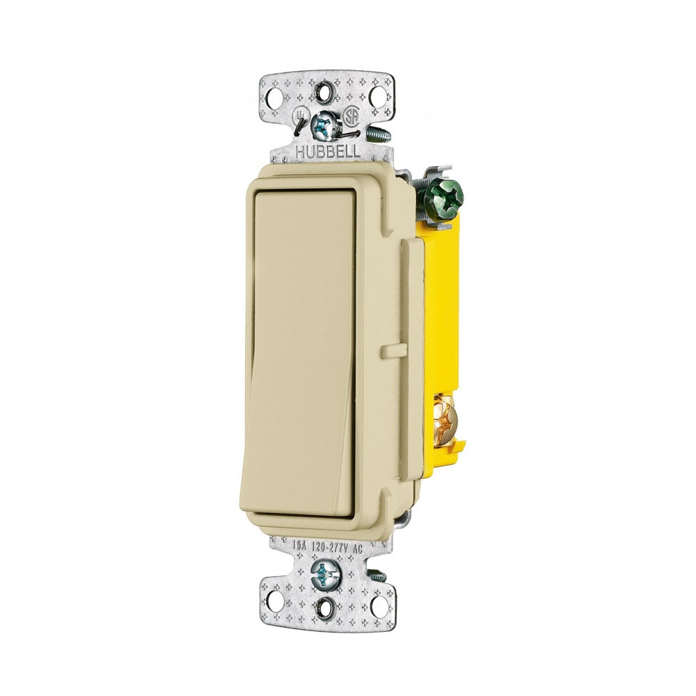 Hubbell RSD115IZ X-Clamp 15-Amp Single-Pole Rocker Light Switch, Ivory