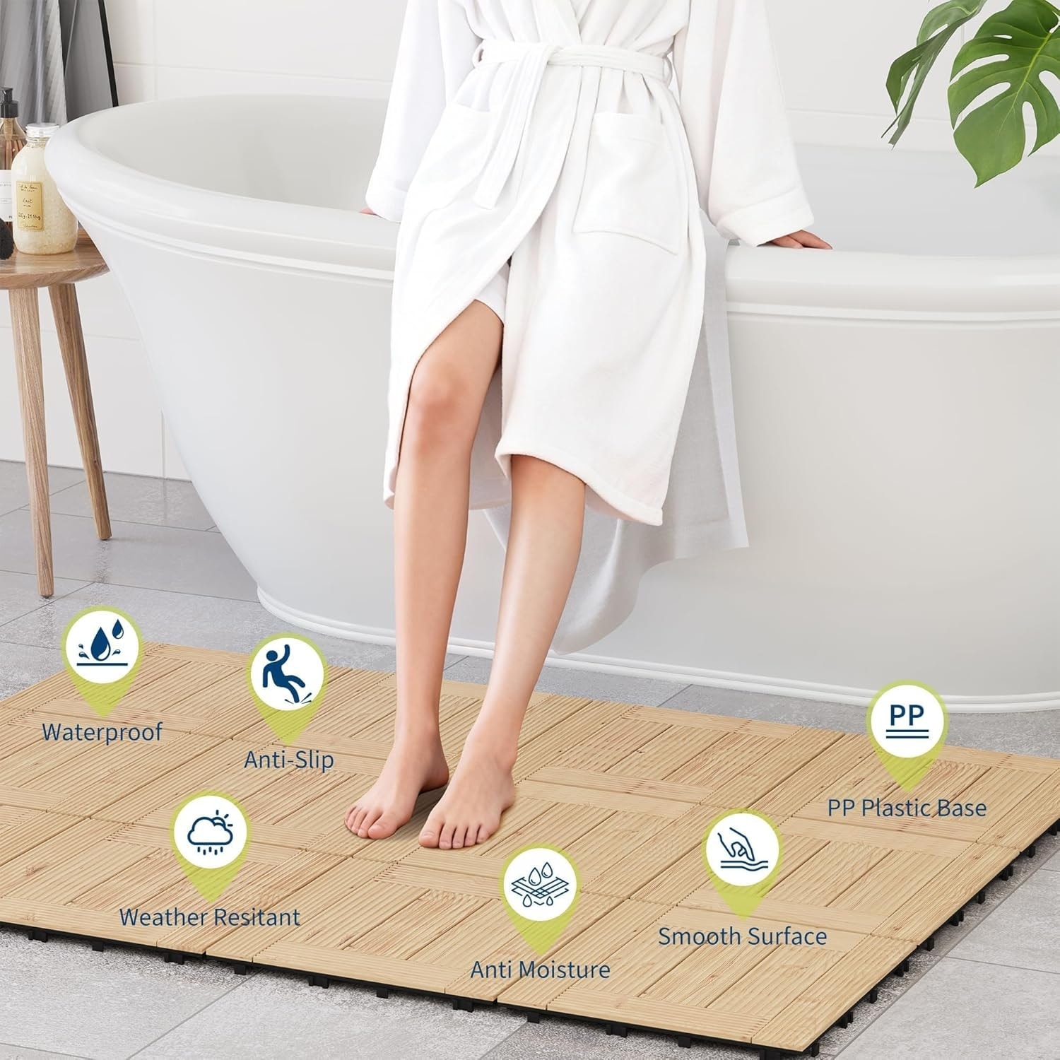 Garvee 22pcs acacia wood deck tiles 12x12 inch covers 21 sq ft ...