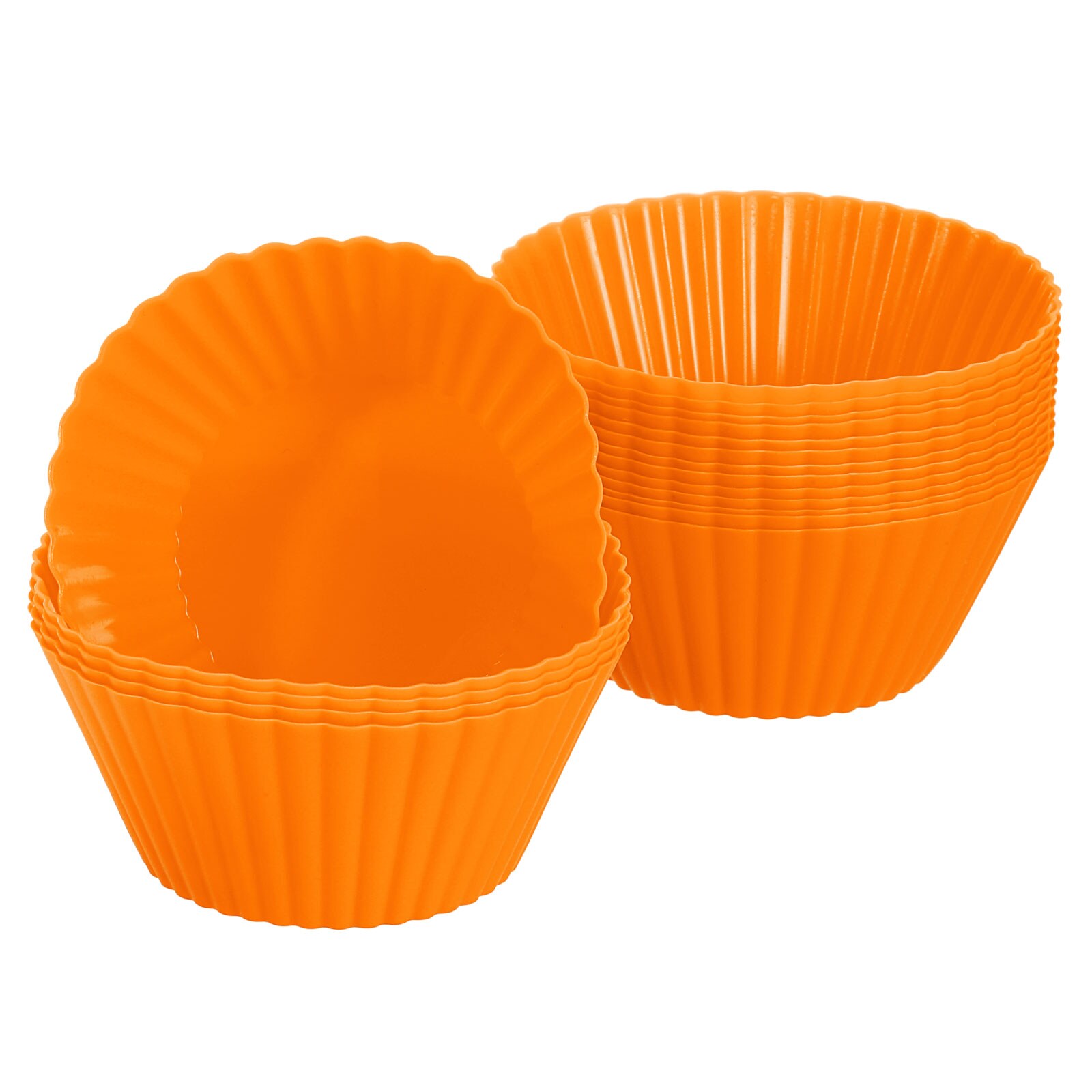 Unique Bargains 18pcs Silicone Cupcake Liners Non-Stick Baking Cups for Cooking Eggs Baking Muffins and Make a Cake(Orange)