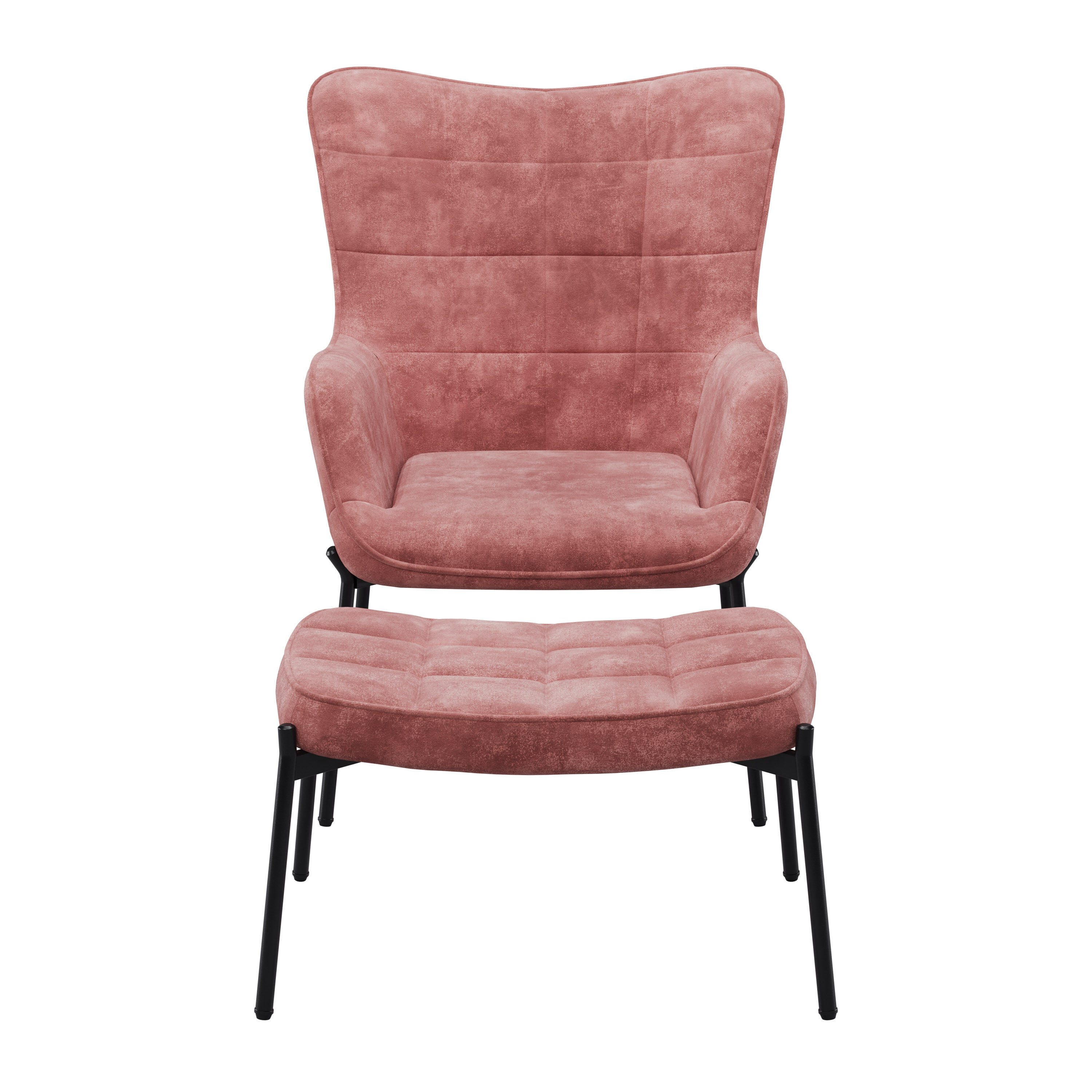 Charlotte Black Velvet Wingback Accent Chair with Metal Legs