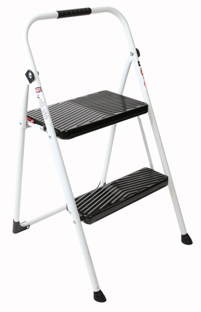 Werner 2-Step 200 lbs. Capacity White Steel Foldable Step Stool at ...