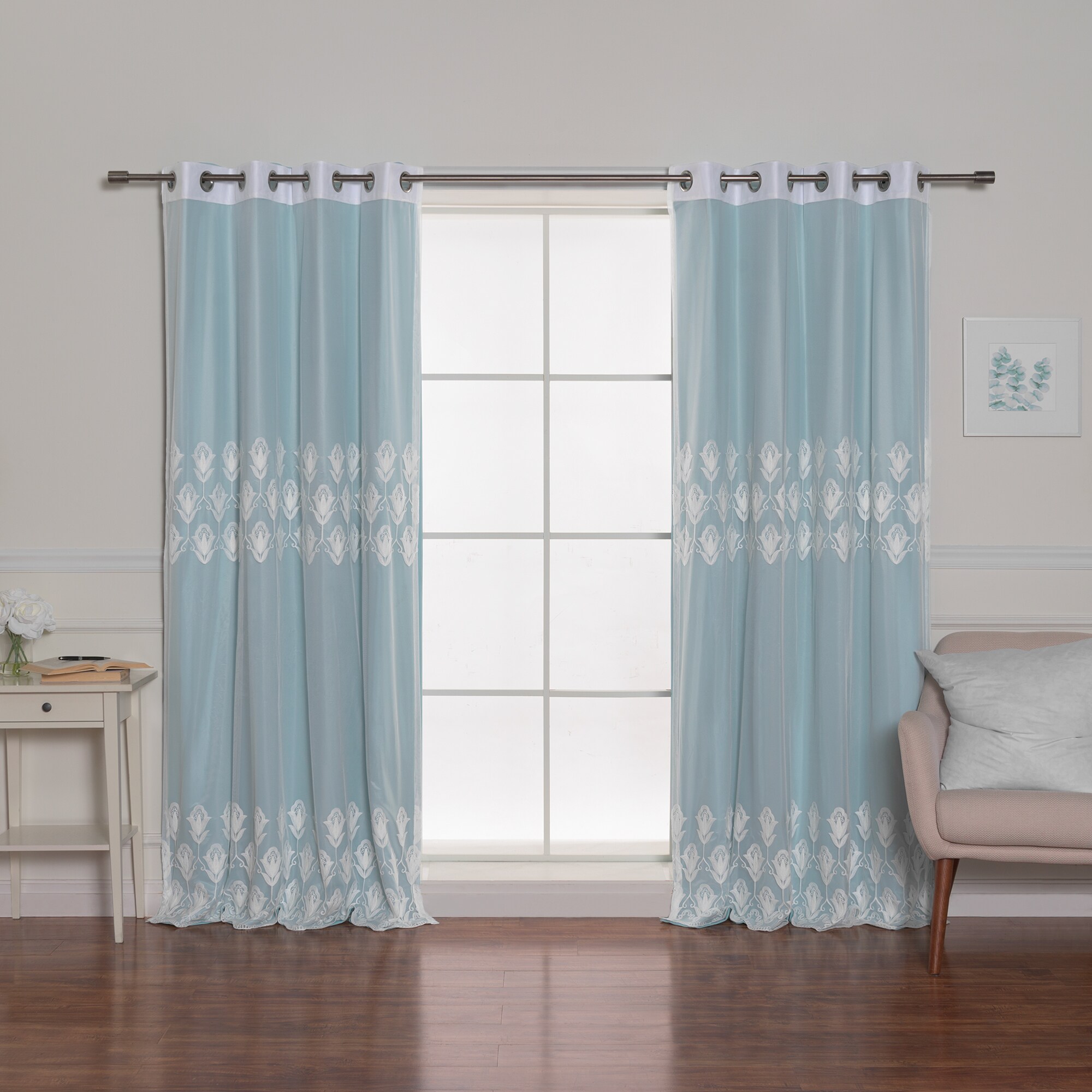 Best Home Fashion MM-TULIP-96-TURQ curtains - View #6