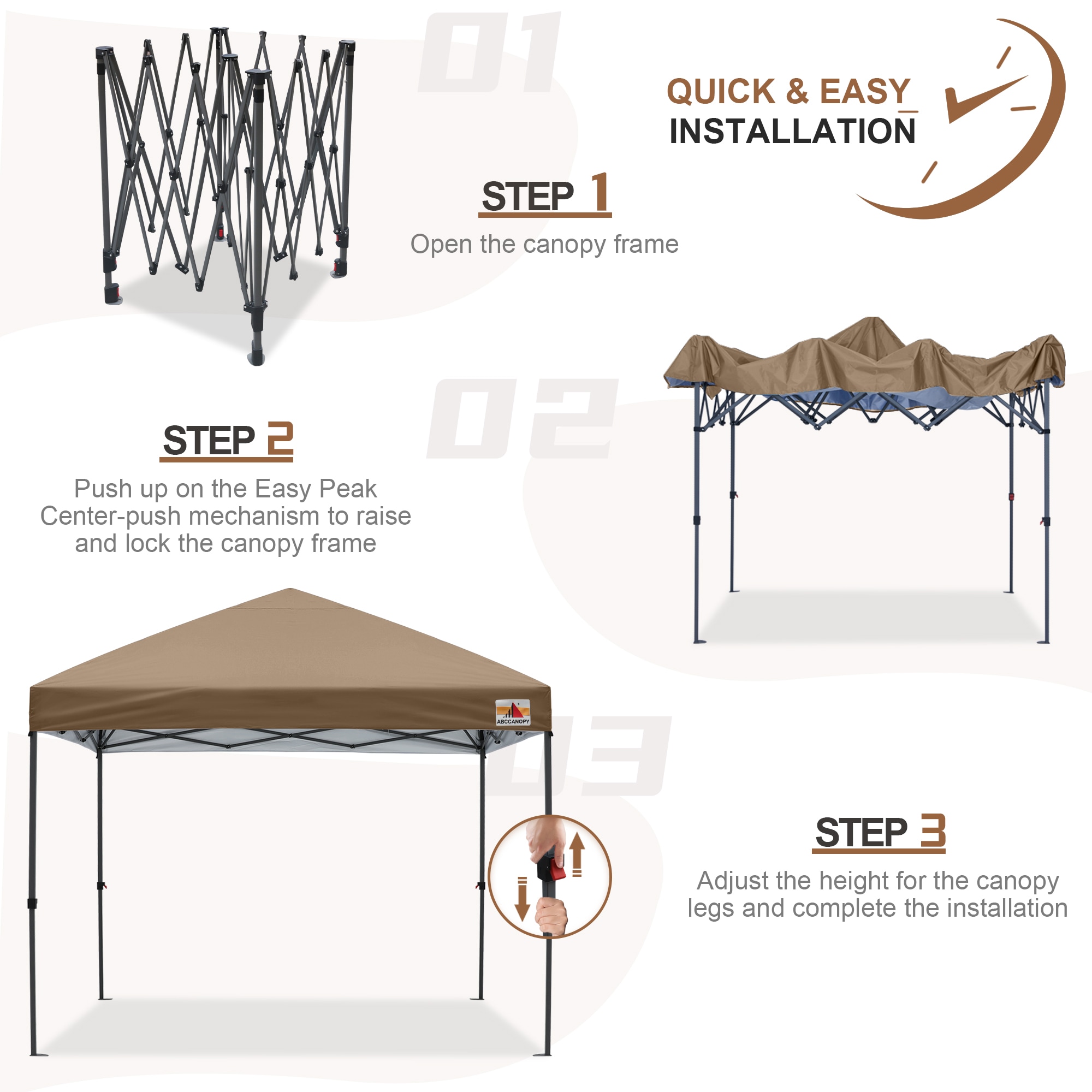 ABCCANOPY 12-ft X 12-ft Square Khaki Pop-up Canopy In The Canopies ...