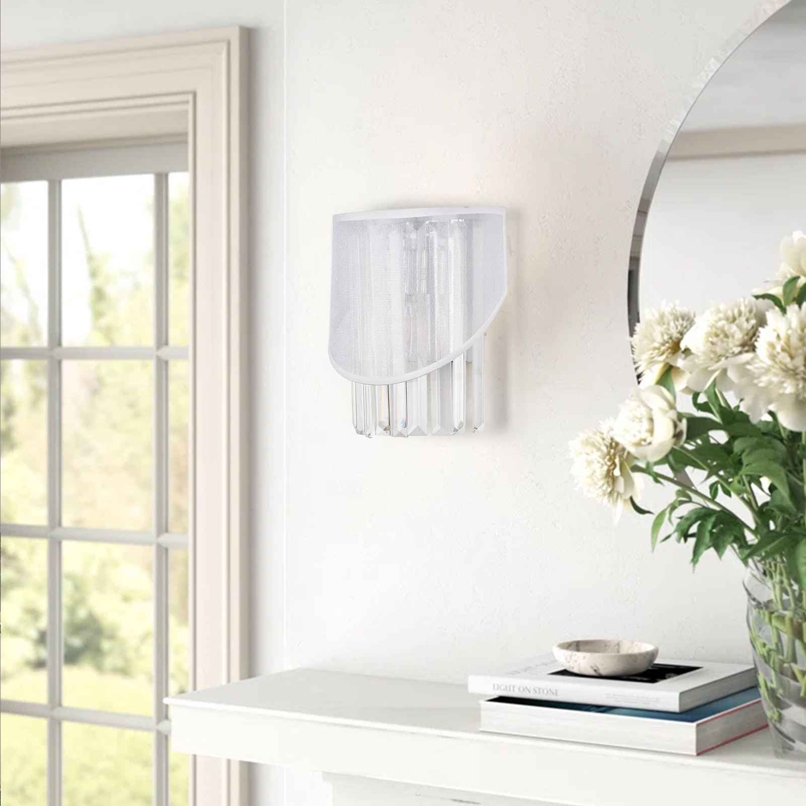 GZJunYo 8-in W 1-Light Chrome Transitional Wall Sconce