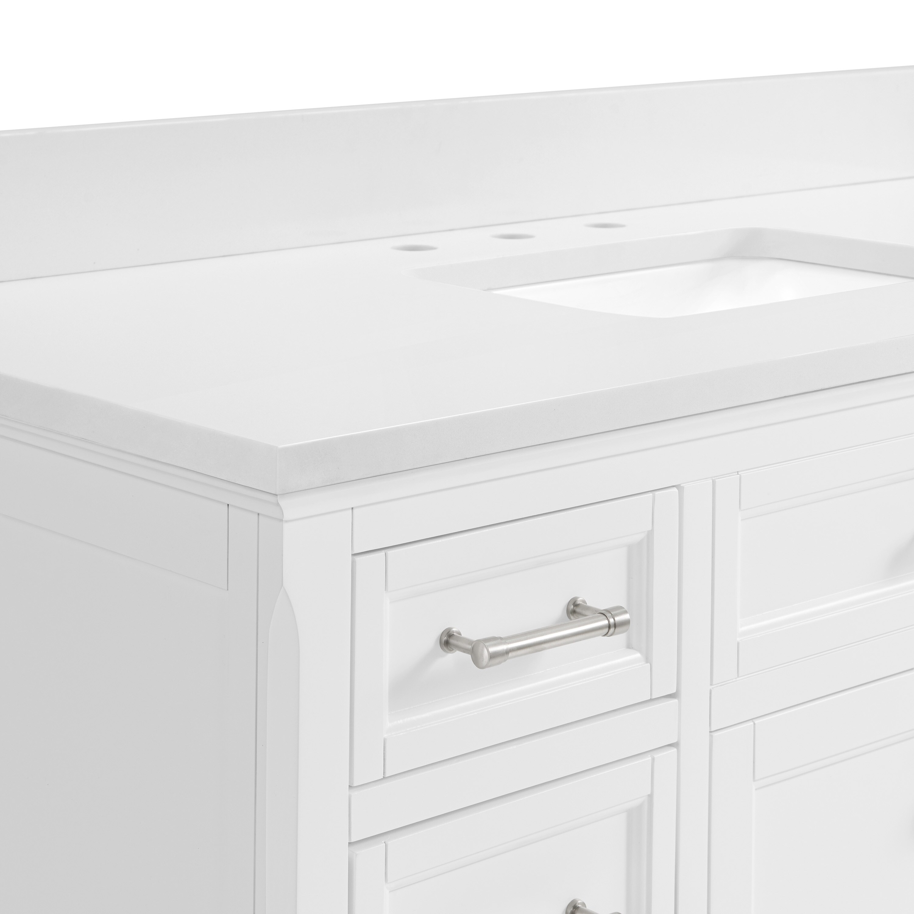 Bathroom Vanities Outlet Atlanta Renovate for LessColumbia 48 Single Vanity,  Glossy White, Radiant Gold w/ Glossy White Composite Top