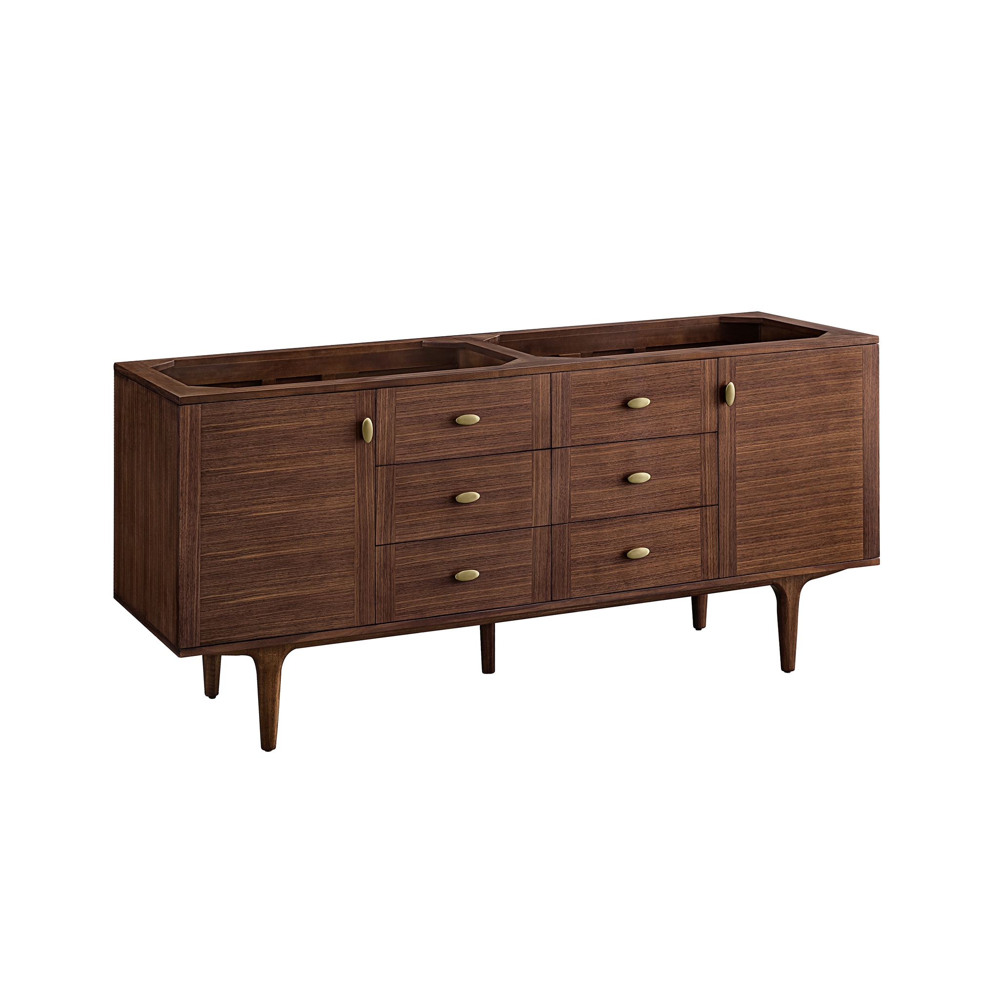 James Martin Vanities 670-V72-M-WLT Amberly 72-in Mid-Century Walnut Bathroom Vanity Base Cabinet without Top (Assembly Required)