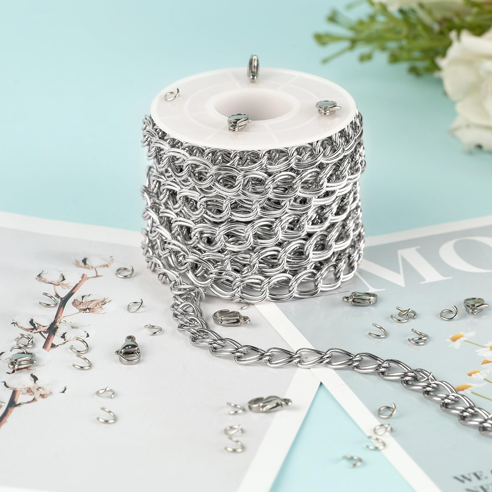 Vrbgify Stainless Steel Jewelry Chain Kit Double Layered Twist Curb ...