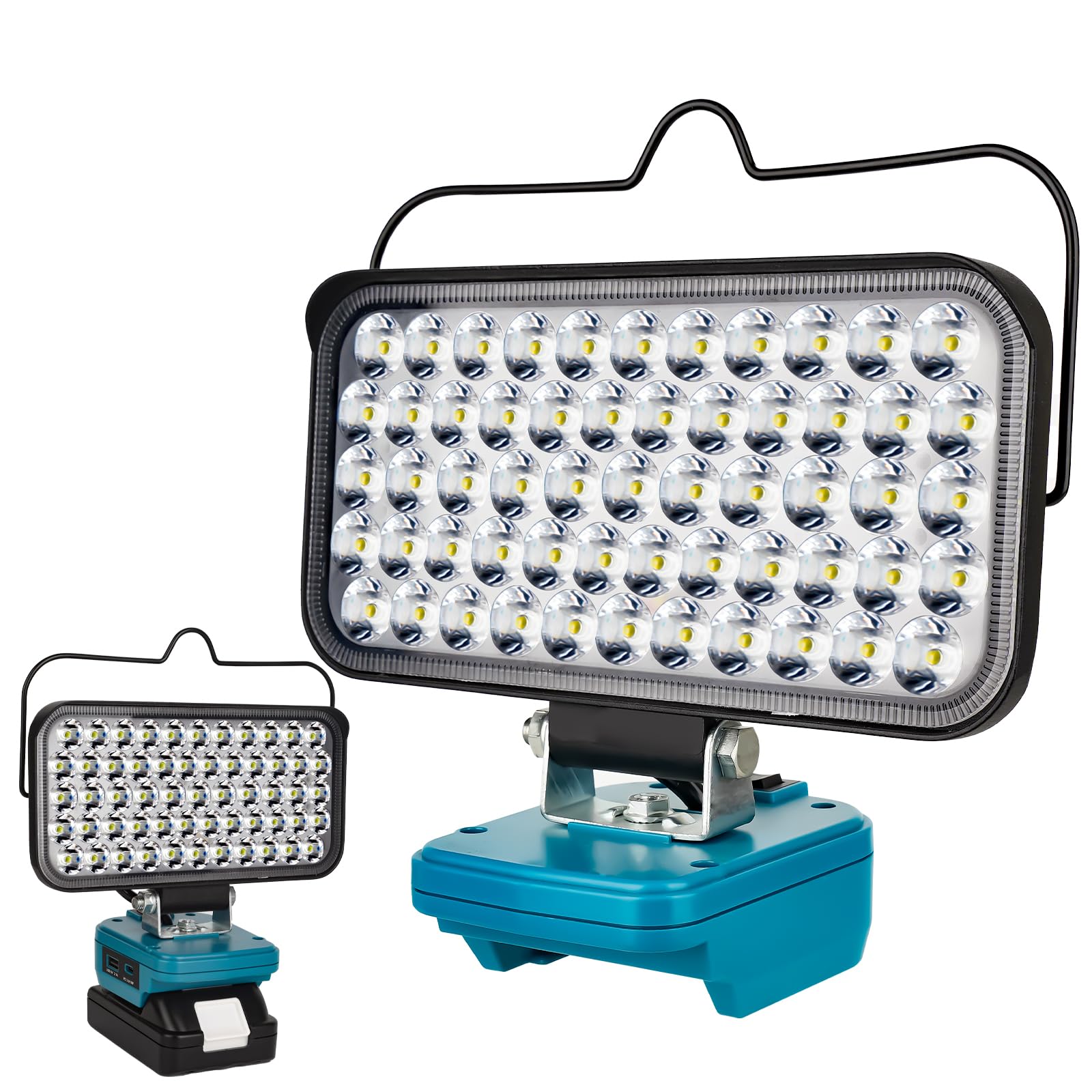 DYRCJ  Cordless LED Work Light 120W Portable Floodlight 10600 Lumens with Type C and USB Fast Charging Compatible with 18v power cells for