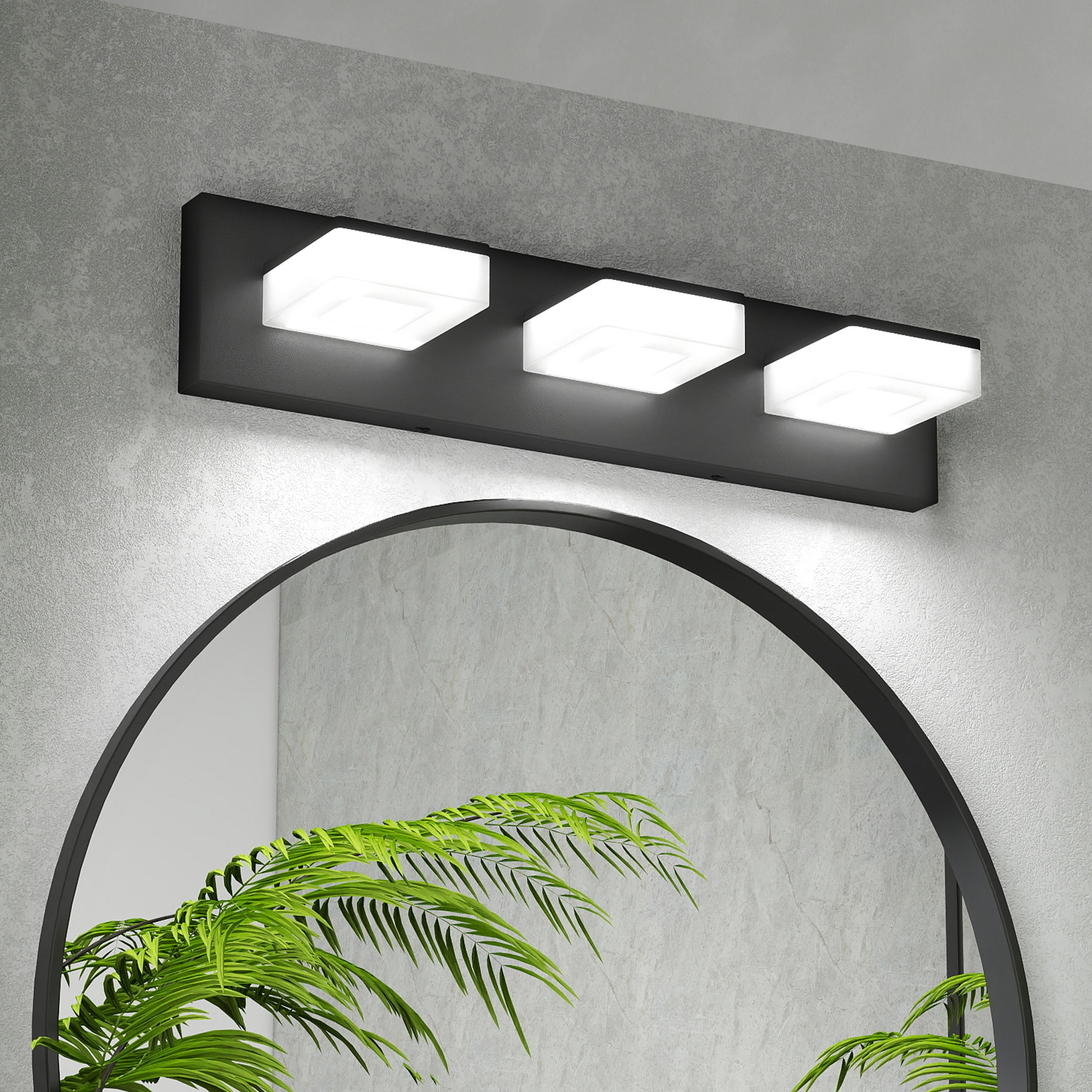 MENCOLULU - Vanity Lights 19.69-in 3 Light Black Integrated LED Transitional Bathroom Vanity light