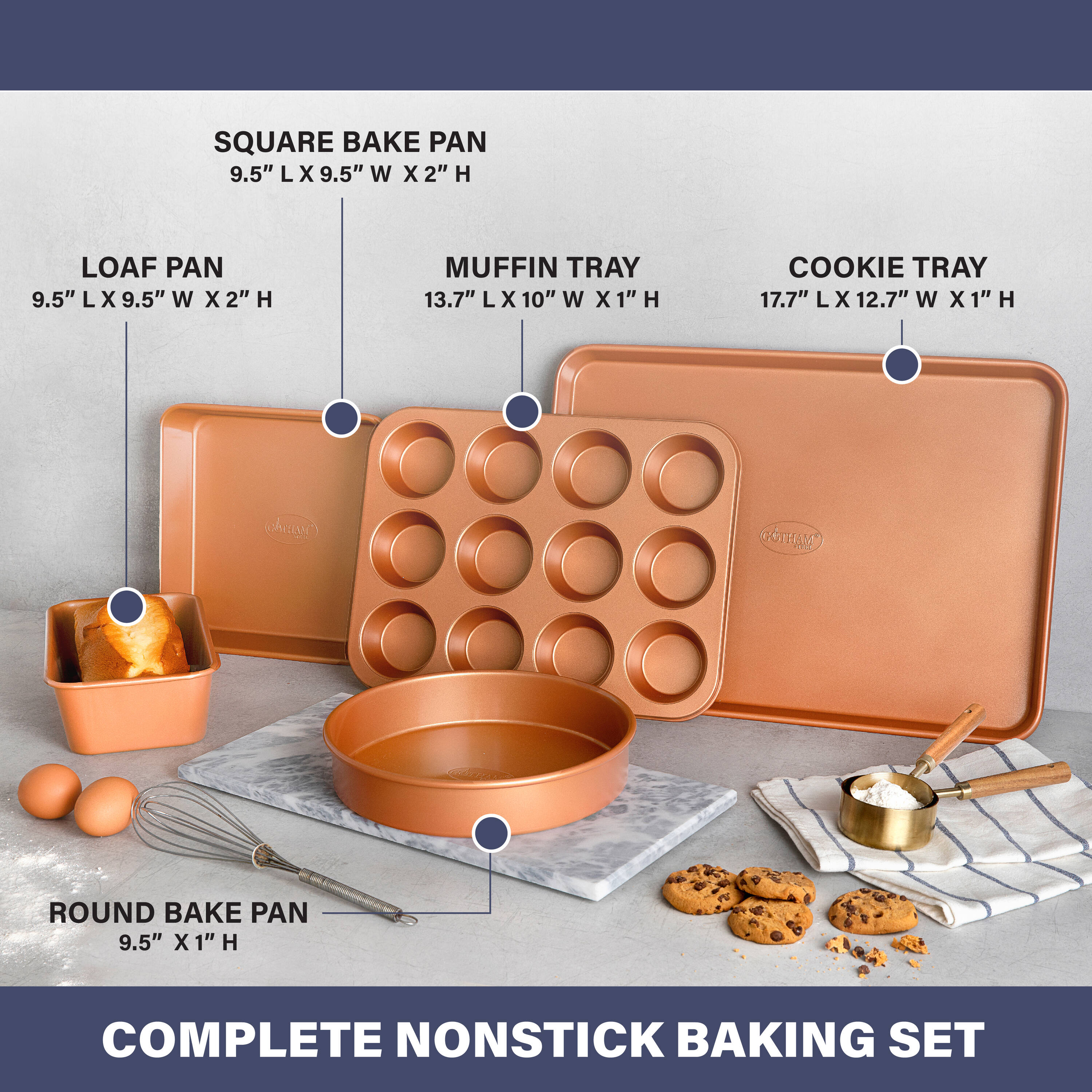 Gotham Steel Non-Stick Cookie Sheet Baking Pan, 12 x 17