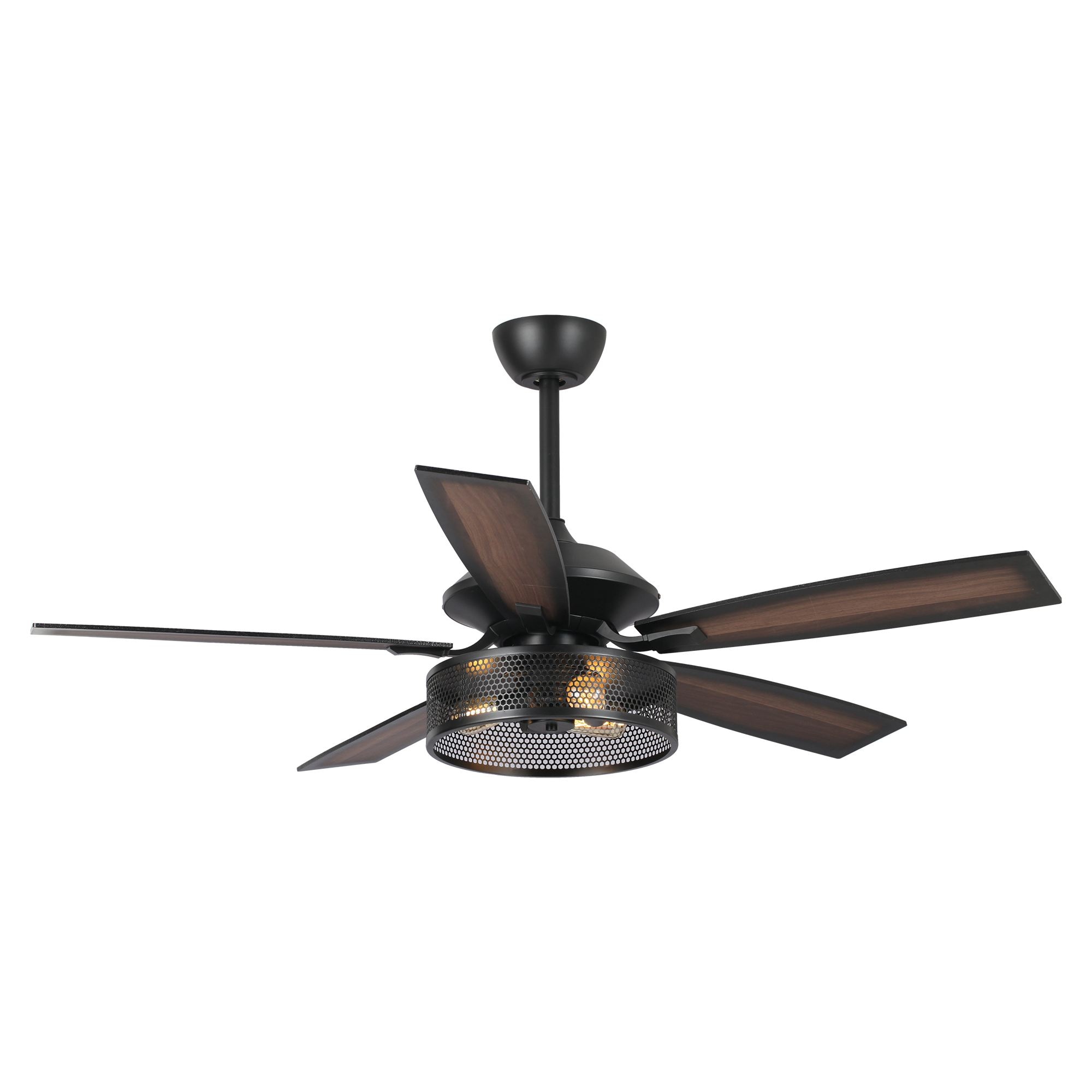 Parrot Uncle F6301110V 52-in Matte Black Indoor Ceiling Fan Light Kit Compatible and Remote (5-Blade)