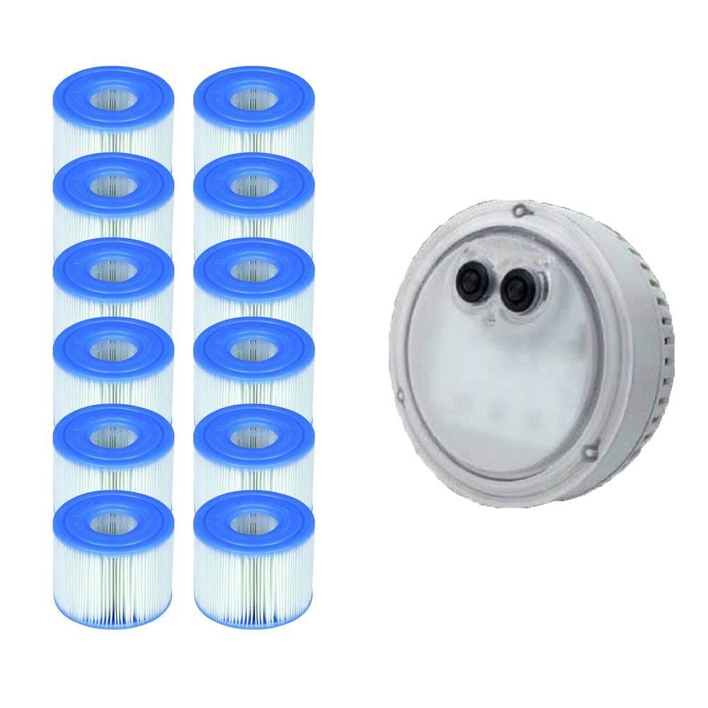 Intex PureSpa Light for Bubble Spa Hot Tub and S1 Replacement Cartridges (12 Pack) #28503E + 6 X 29001E