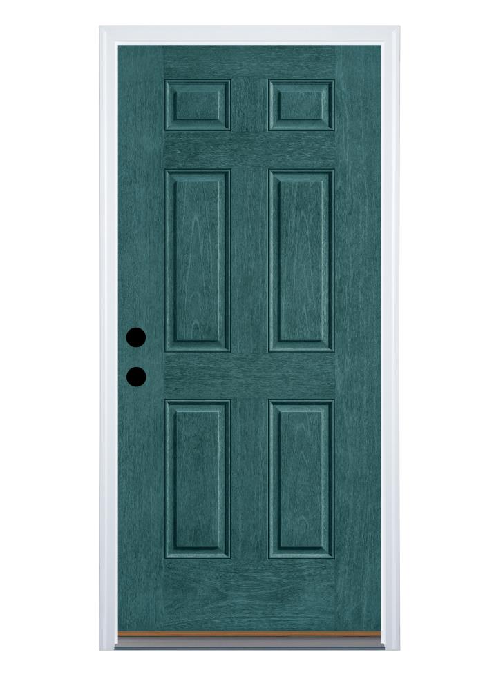 Therma-Tru Benchmark Doors TTB631238 32-in x 80-in Fiberglass Right-Hand Inswing Rhapsody Blue Stained Prehung Single Front Door with Brickmould Insulating Core