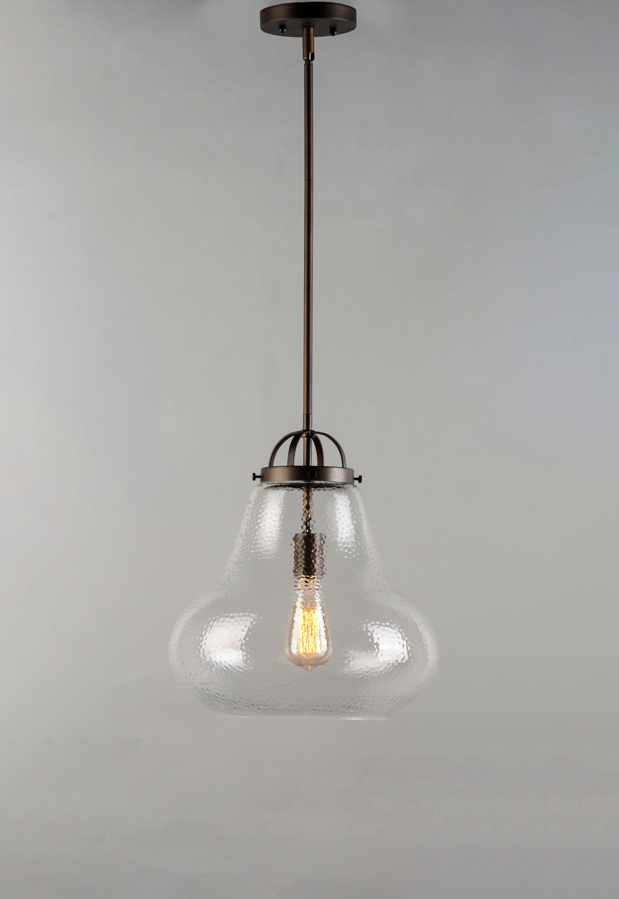 Stella 14" Hammered Glass Bronze Pendant Light