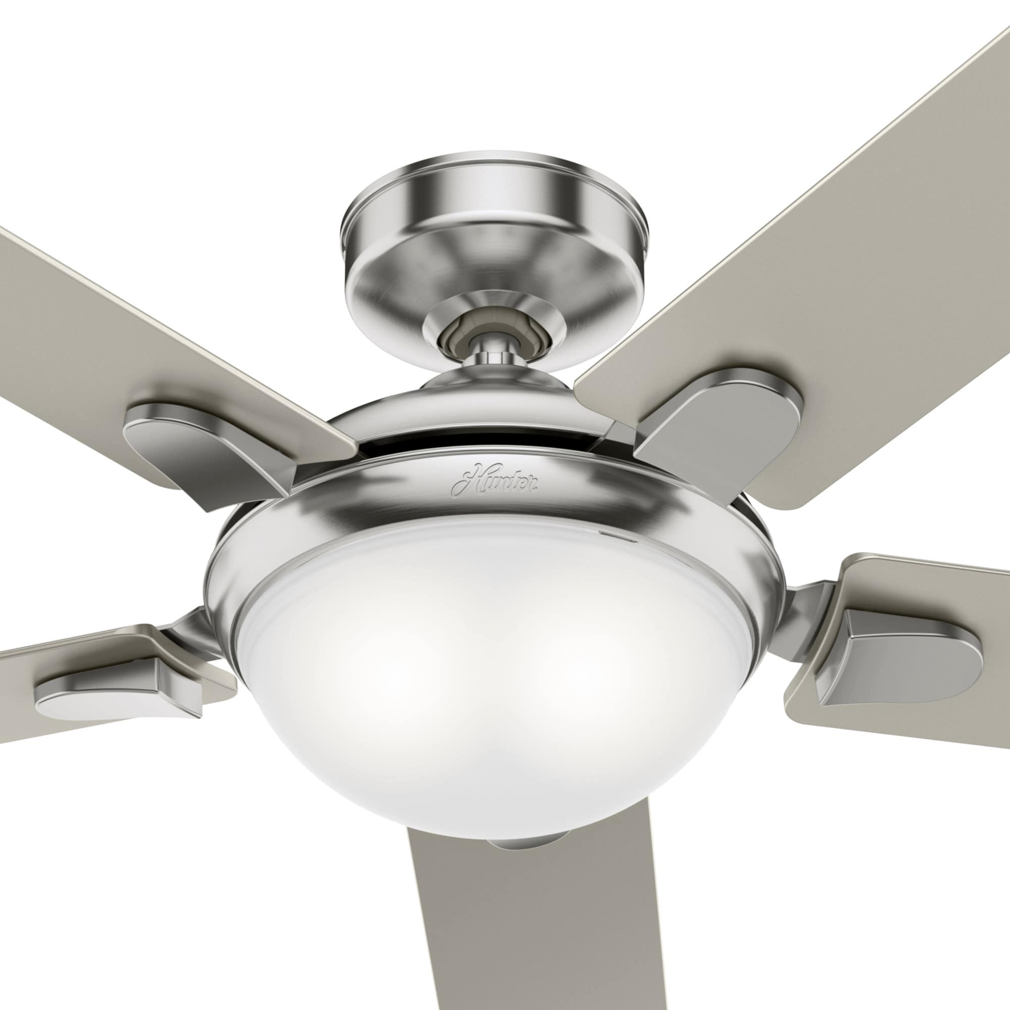 Hunter Poplar 52-in Brushed Nickel LED Indoor Ceiling Fan with