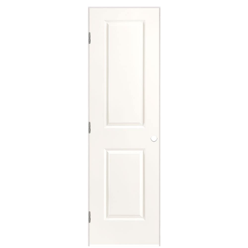 Masonite 1316028 24-in x 80-in Snowstorm Solid core 2-panel square Right hand Smooth Prefinished Molded composite Flat Jamb Single Prehung Interior Door