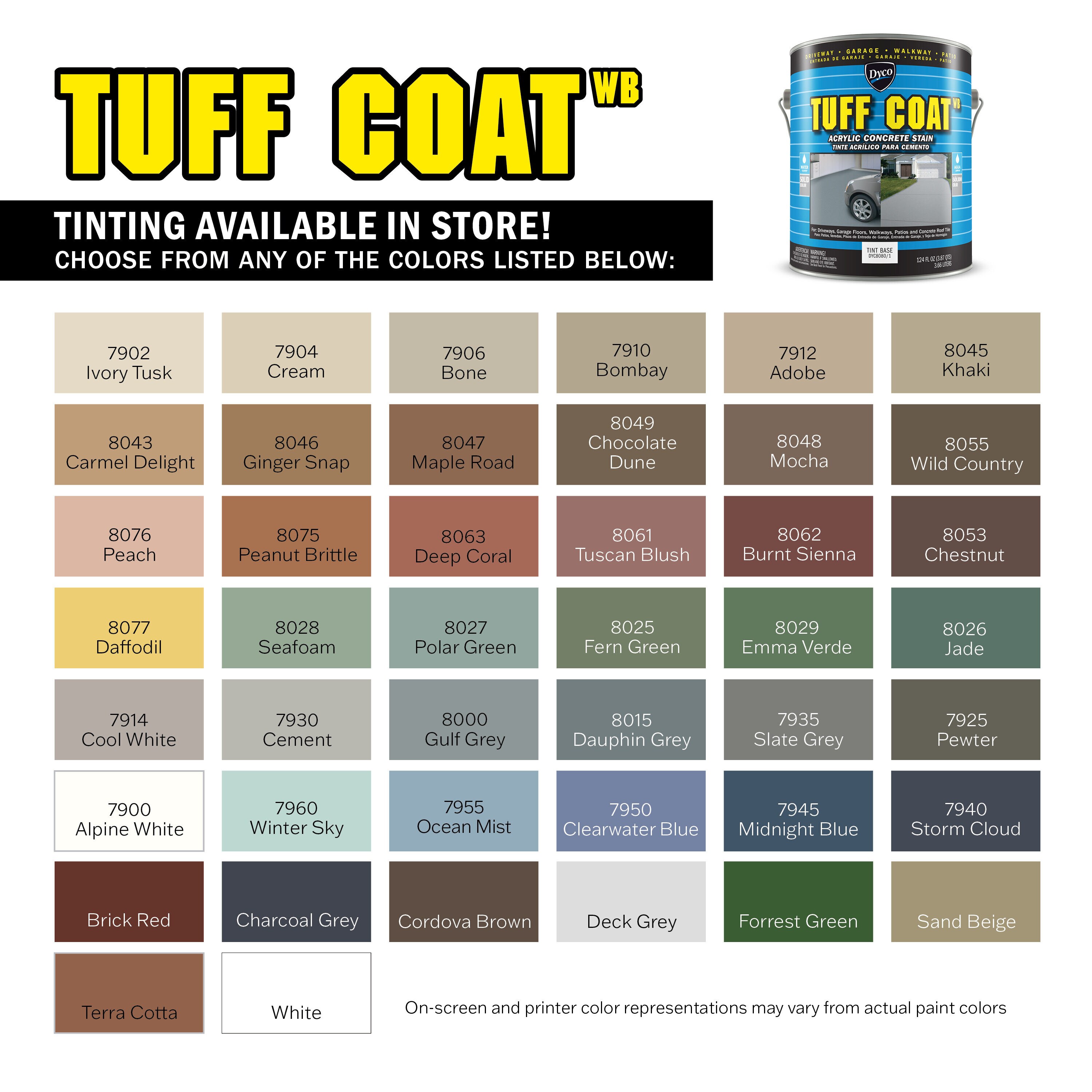 Dyco Paints Tuff Coat Tintable Tint Base Satin Solid Concrete Stain ...