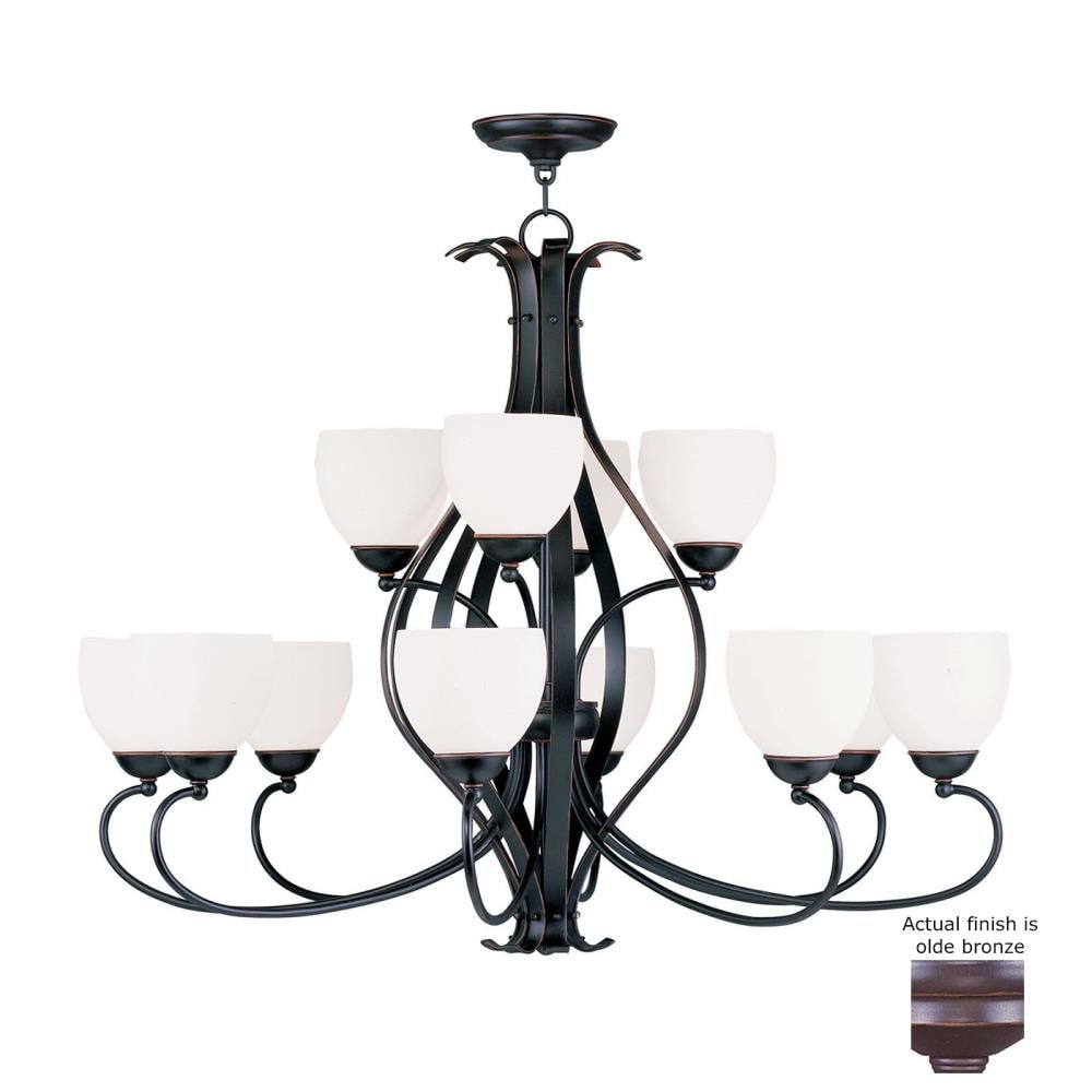 Livex Lighting 4779-67 Brookside 12 -Light Distressed Bronze Transitional For Use in Bedrooms, Dining Rooms, Foyers, Chandelier