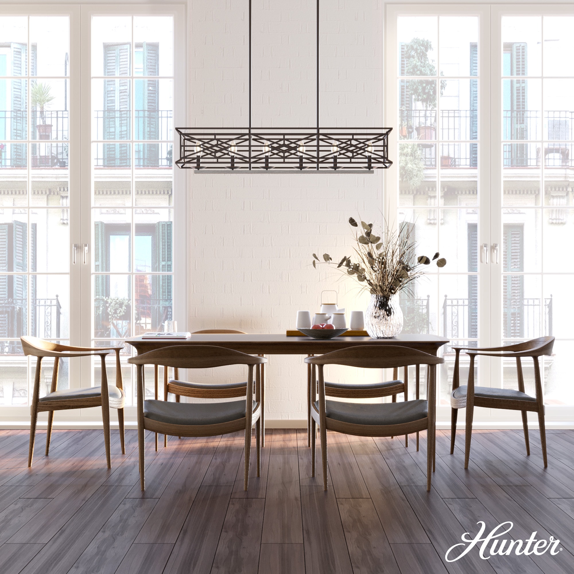 Langwood Onyx Bengal 6-Light Vintage Linear Chandelier