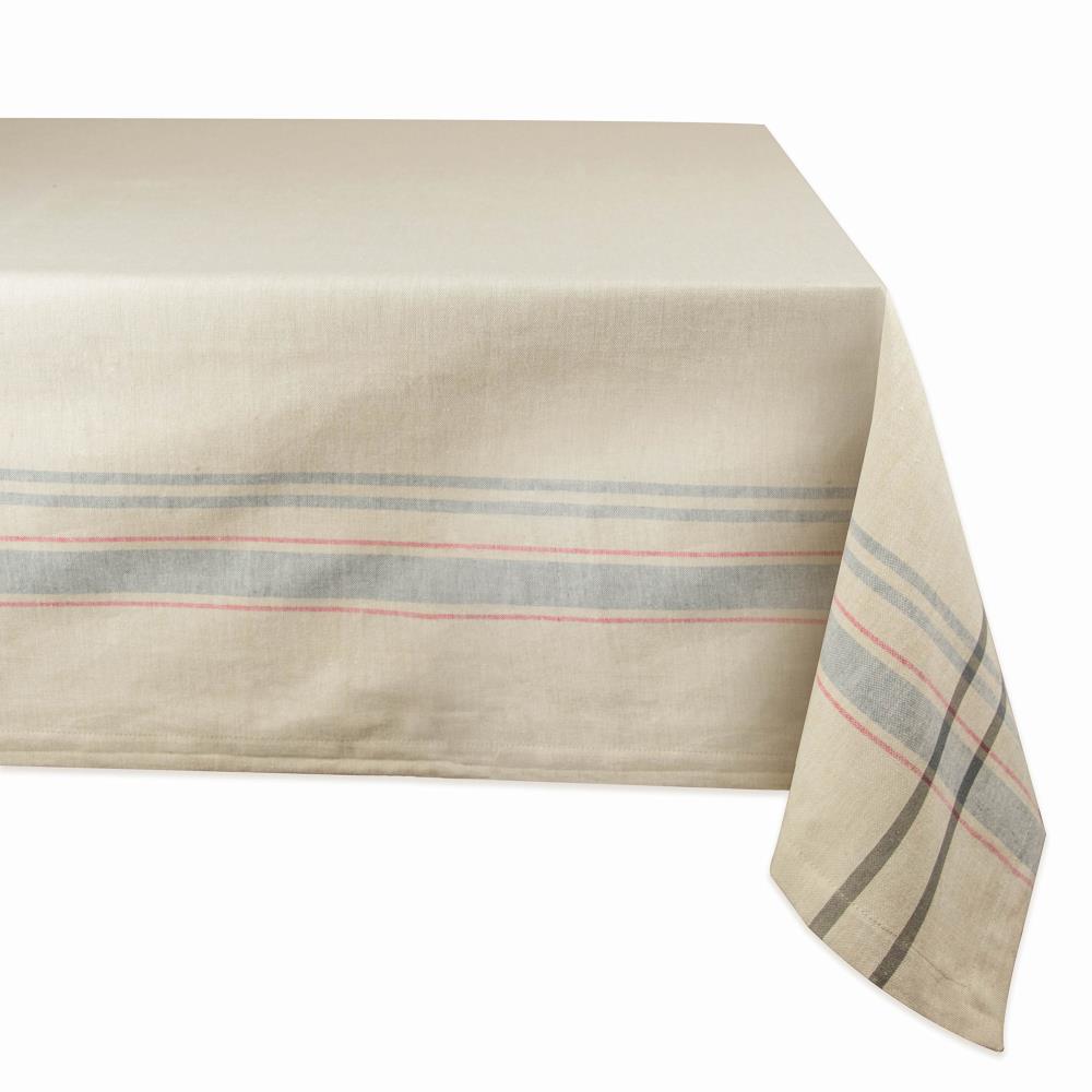 DII CAMZ36007 Gray French stripe Tablecloth