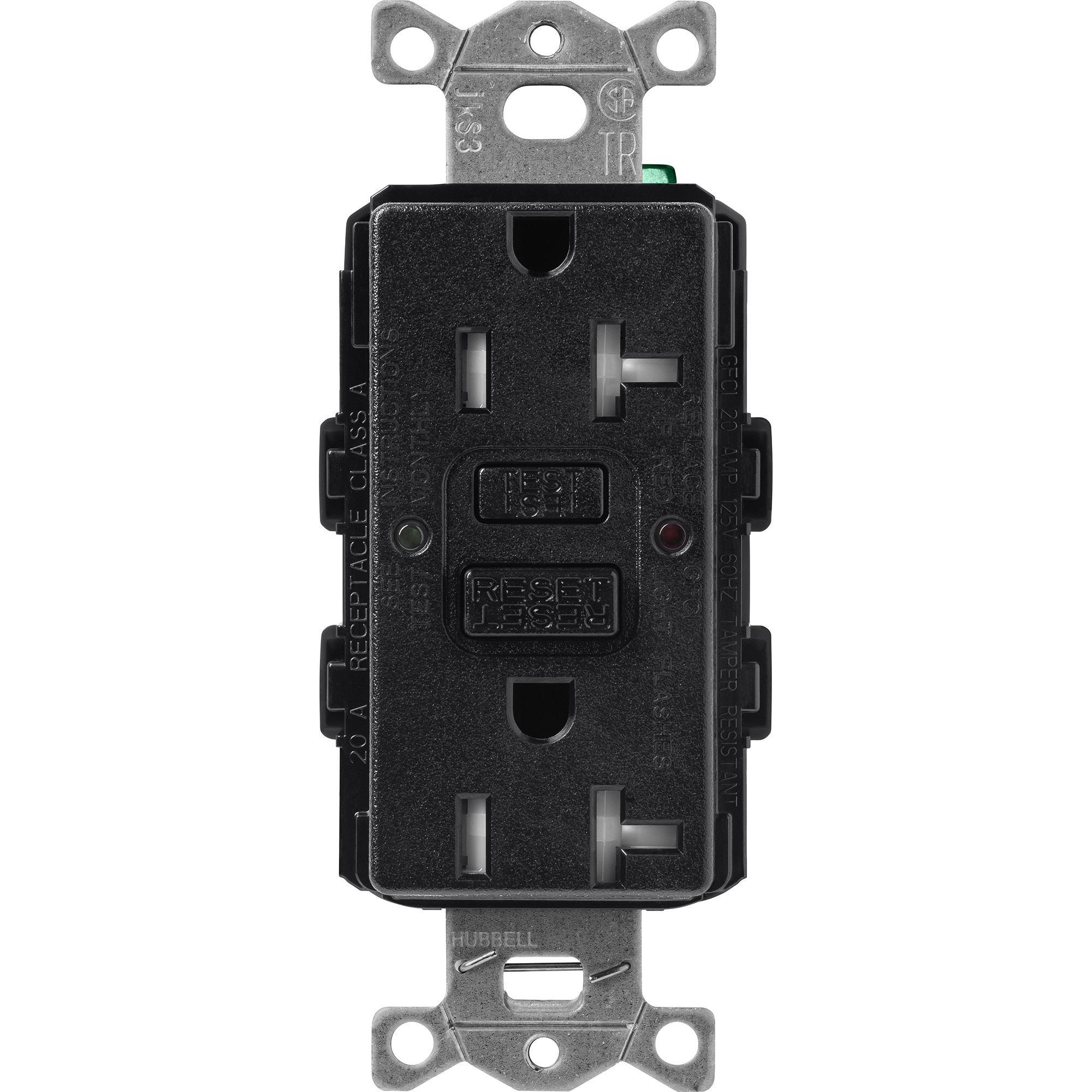 Lutron SCR-20-GFST-MN Claro 20 -Amp 120-volt Tamper Resistant GFCI Residential Decorator Outlet , Midnight