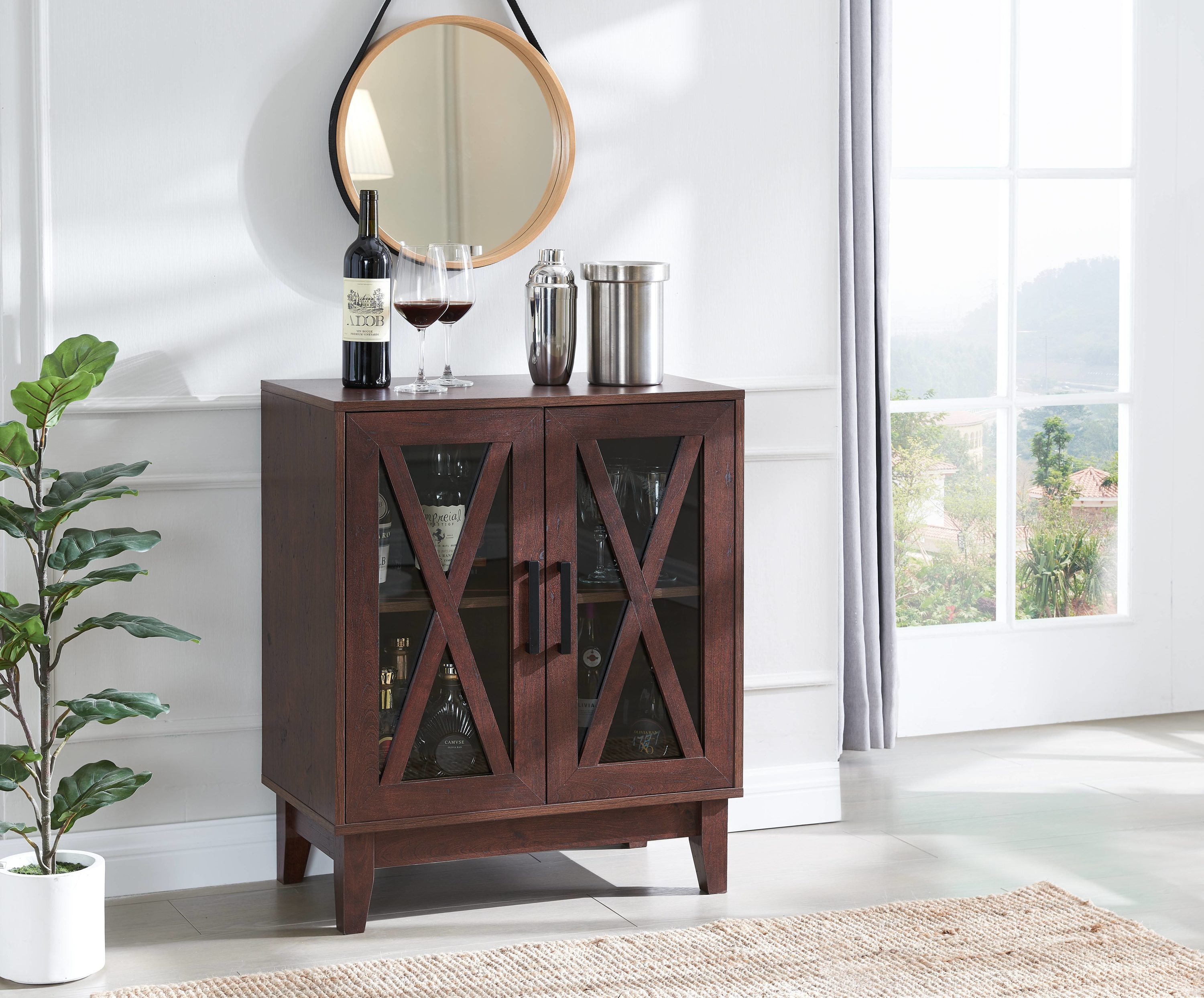 Home Source Industries Arms 26-in x 30.75-in Brown Rectangle Bar Cabinet in the Home Bars department at Lowes.com