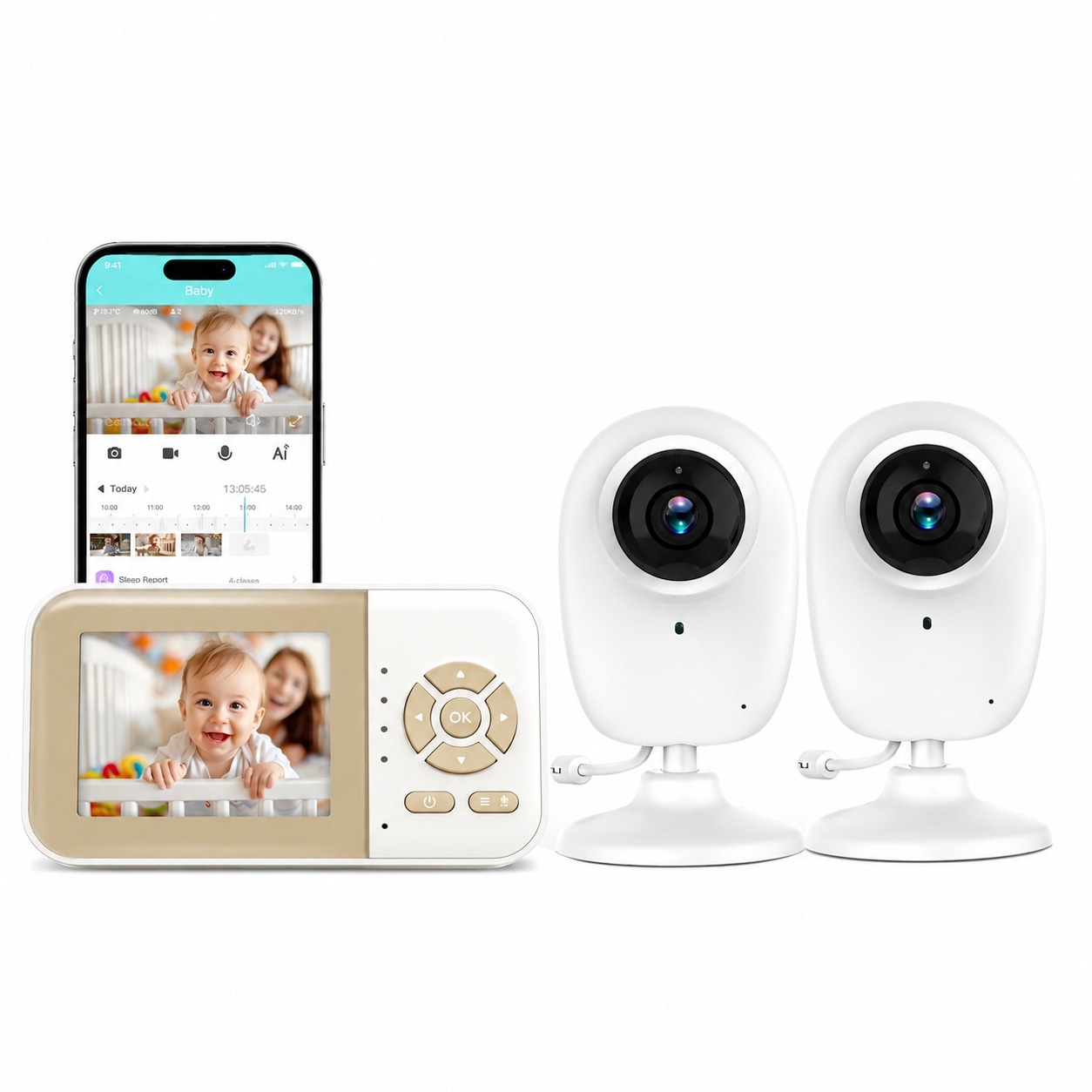 Adrinfly  WiFi Video Baby Monitor with Two Cameras 2.8 Inch Display 1500 Foot Long Range and No Glow Night Vision durable home and garden