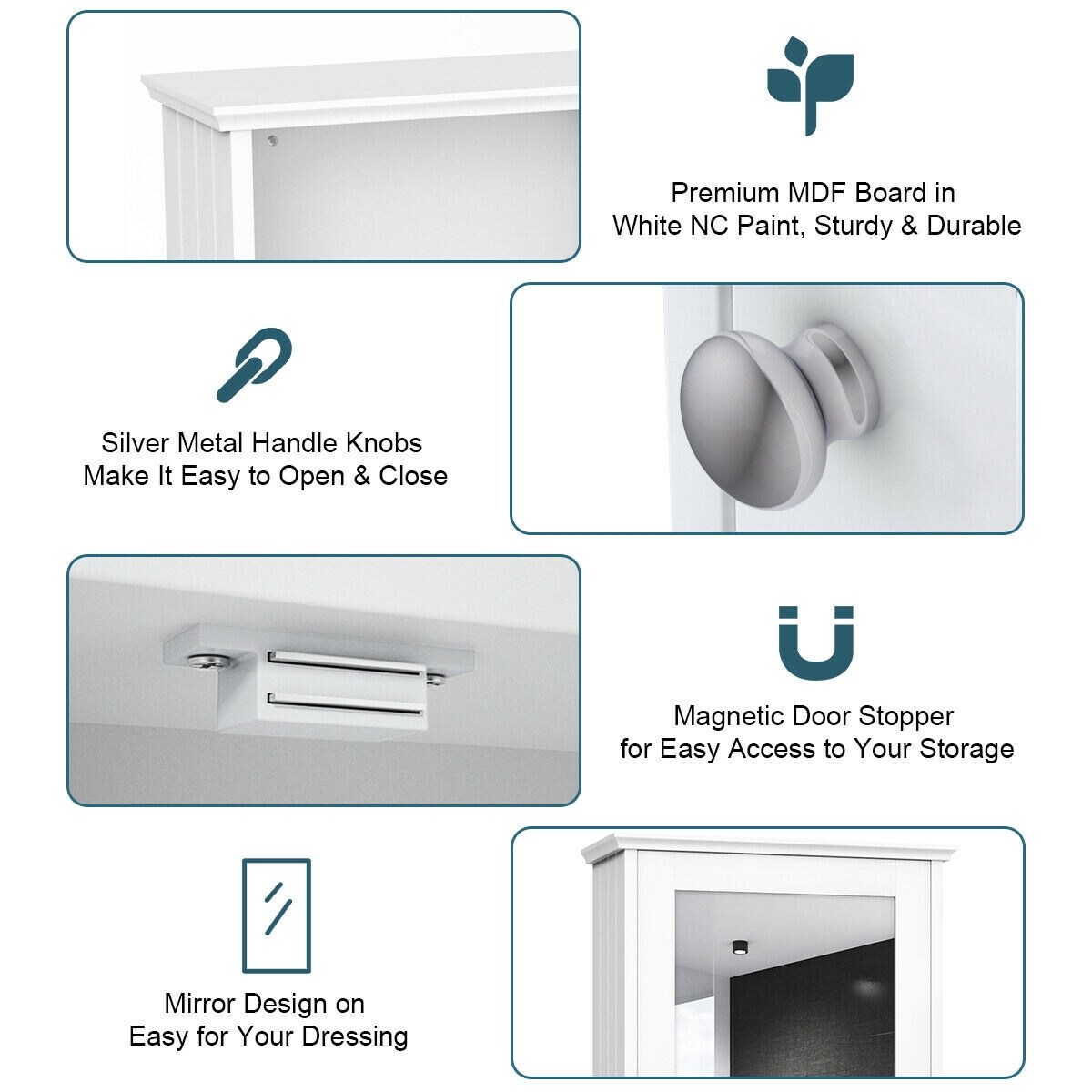 Forclover HYFC-BA846WH Bathroom-Wall-Cabinets - View #7