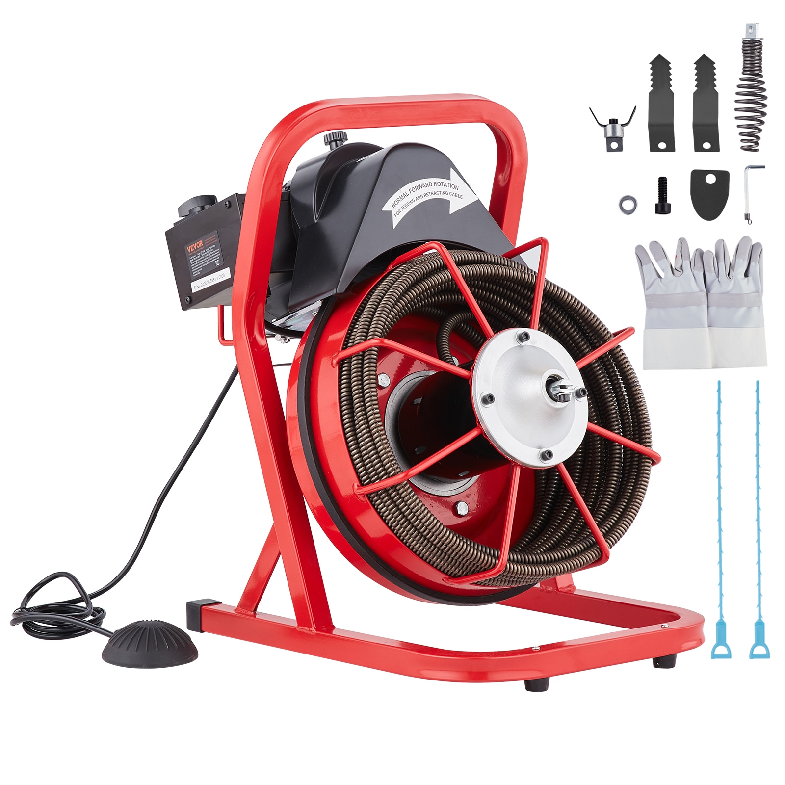 VEVOR GDSTJ50FTX1-2YC01V1 110-Volt 1/2-in dia x 50-ft L Steel core Corded Machine Augers