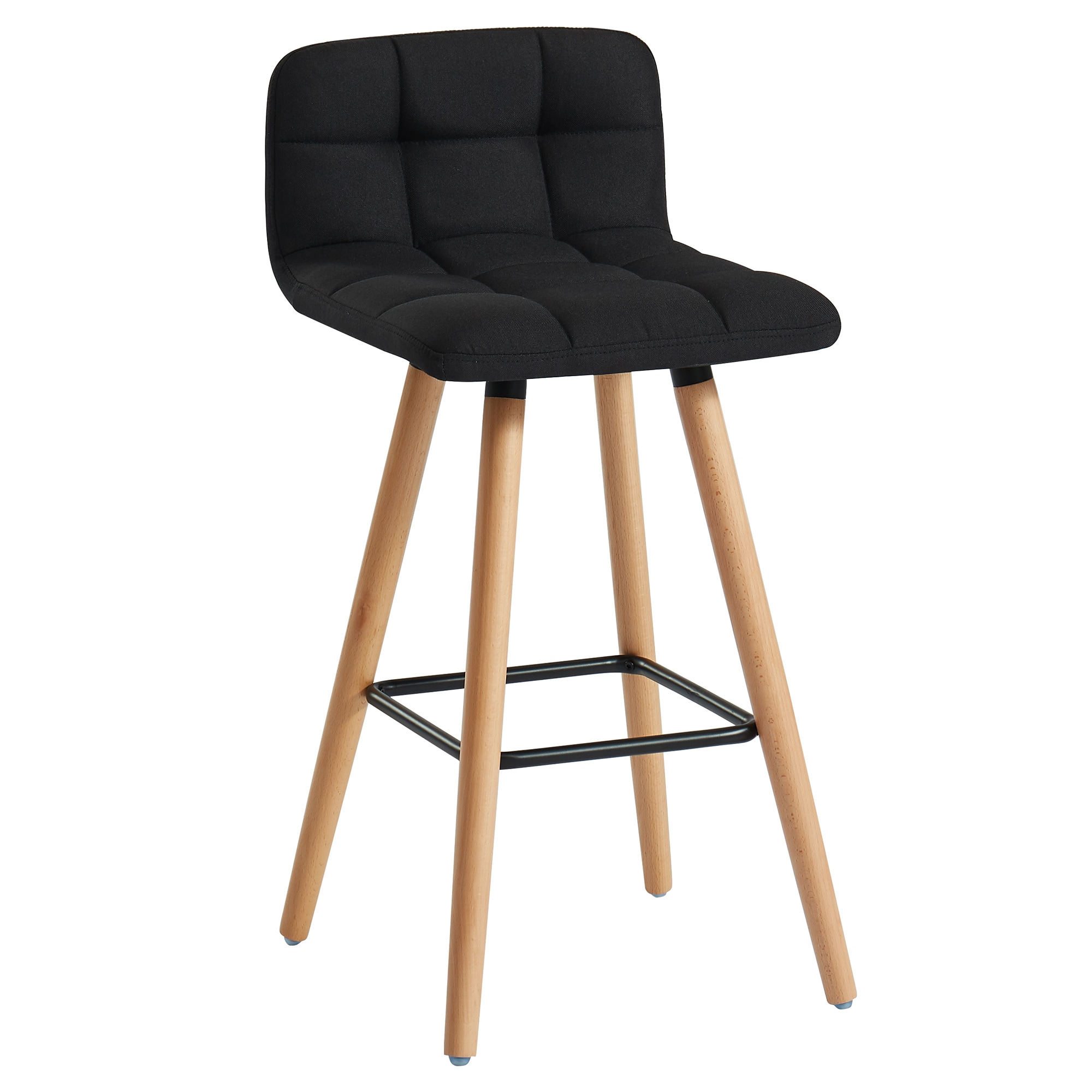 Worldwide Homefurnishings 203-847BK Set of 2 Black 26-in H Counter height Upholstered Wood Bar Stool Back
