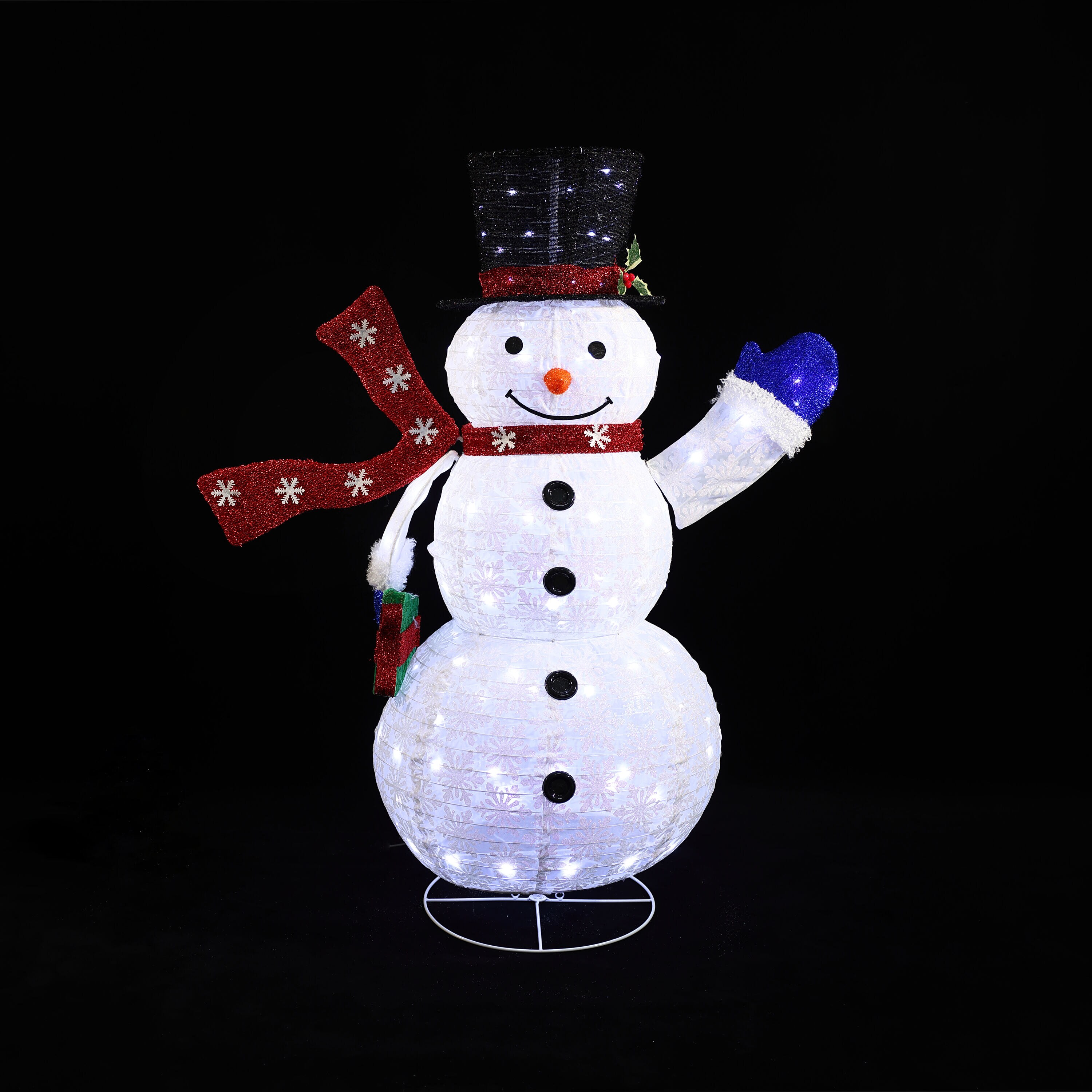 LuxenHome 49.2-in Snowman Yard Decoration with White LED