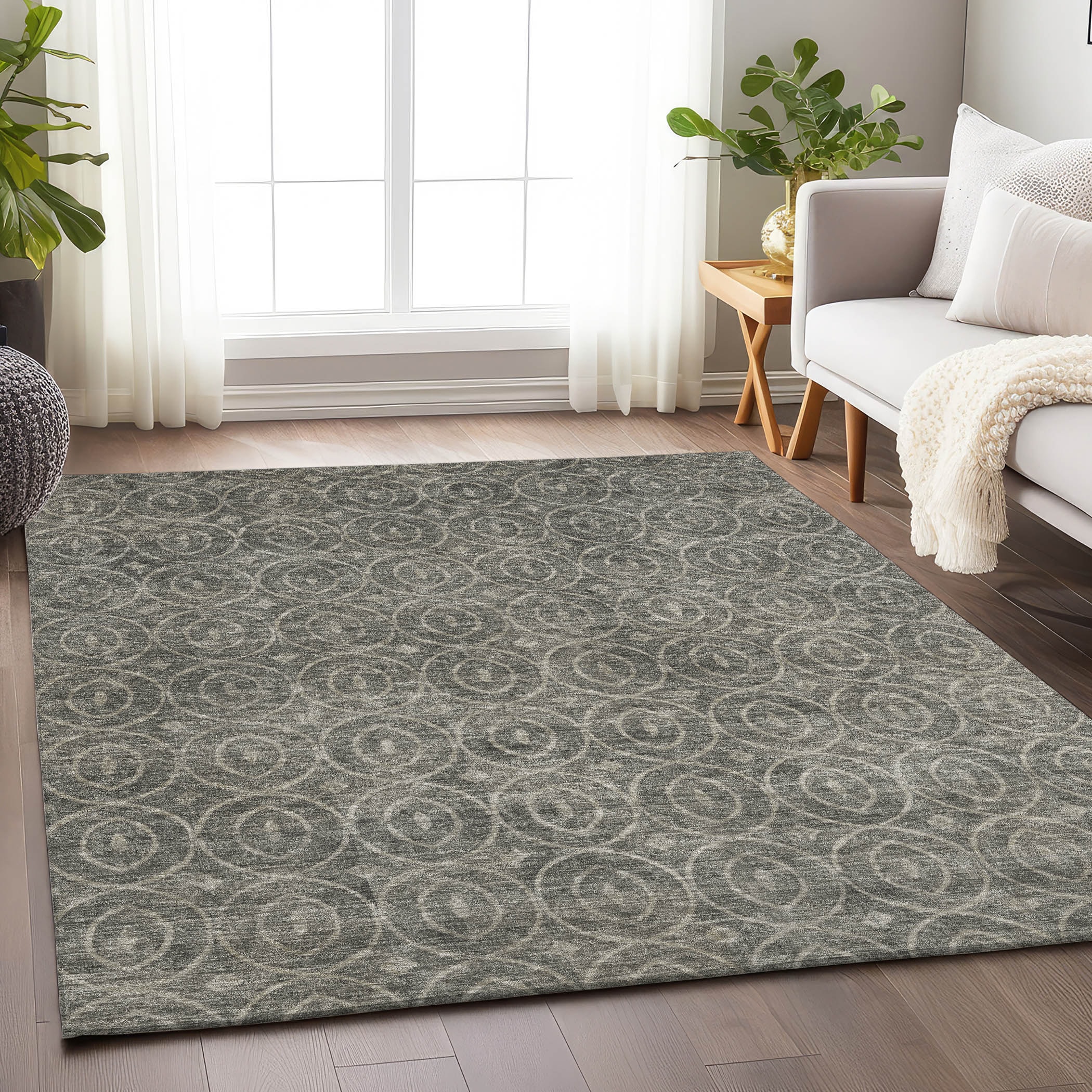 Addison Rugs ACN1227PW8X10 Chantille ACN1227PW 8 x 10 (ft) Polyester Pewter Rectangular Indoor/Outdoor Geometric Machine washable Area rug