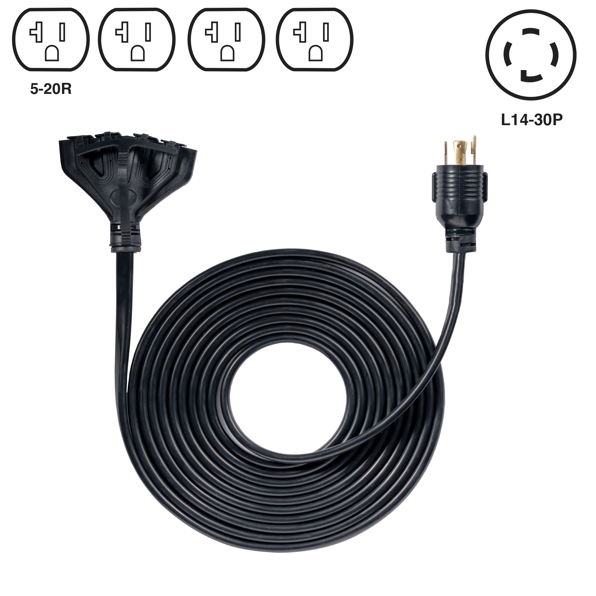 Westinghouse 25' Generator Cord: 30A 120V L14-30P to (4x) 5-20R Portable Generators Generator cord #30211625C