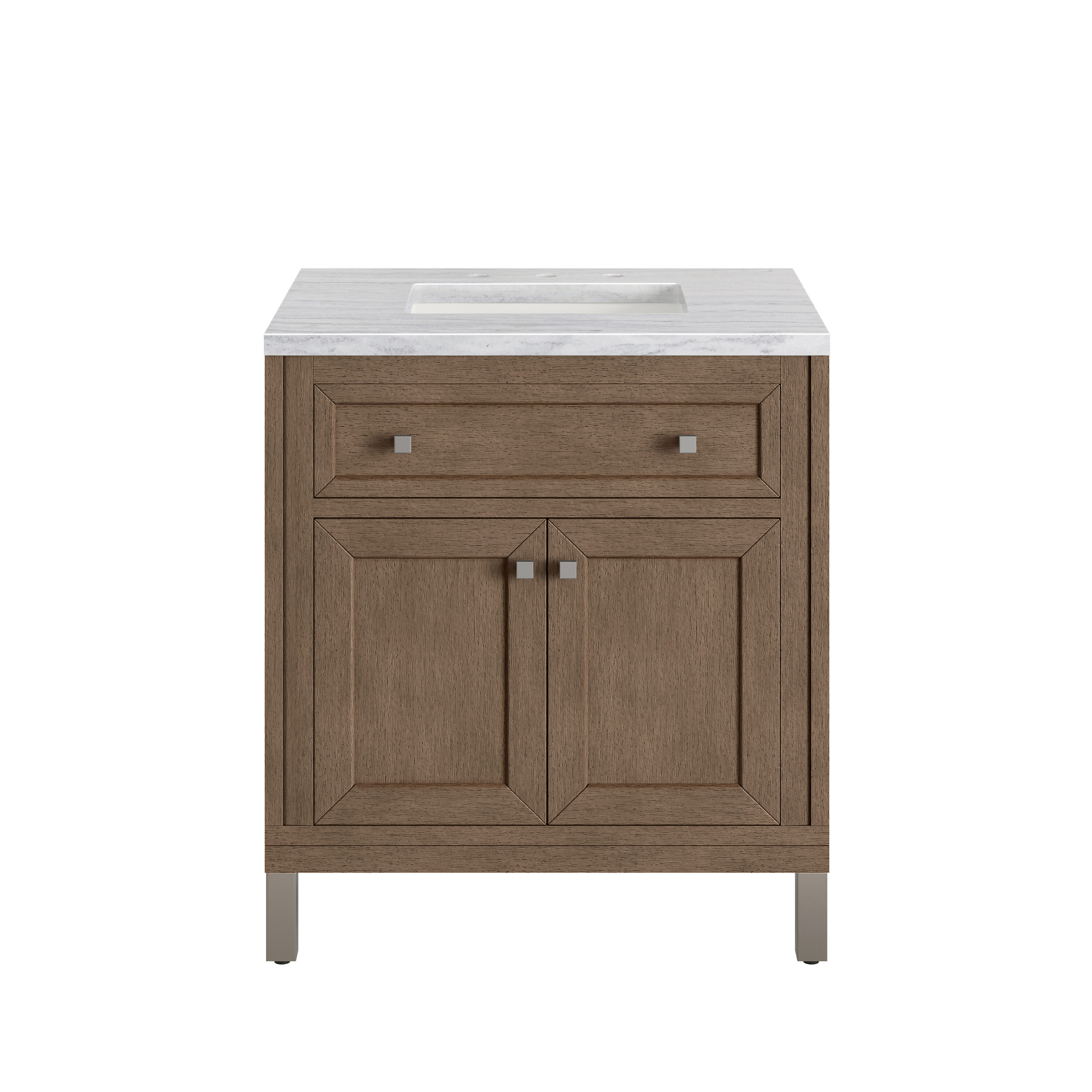 James Martin Vanities 305-V30-WWW-3AF Whitewashed Walnut 30-in Whitewashed Walnut Undermount Single Sink Bathroom Vanity with Arctic Fall Solid Surface Top