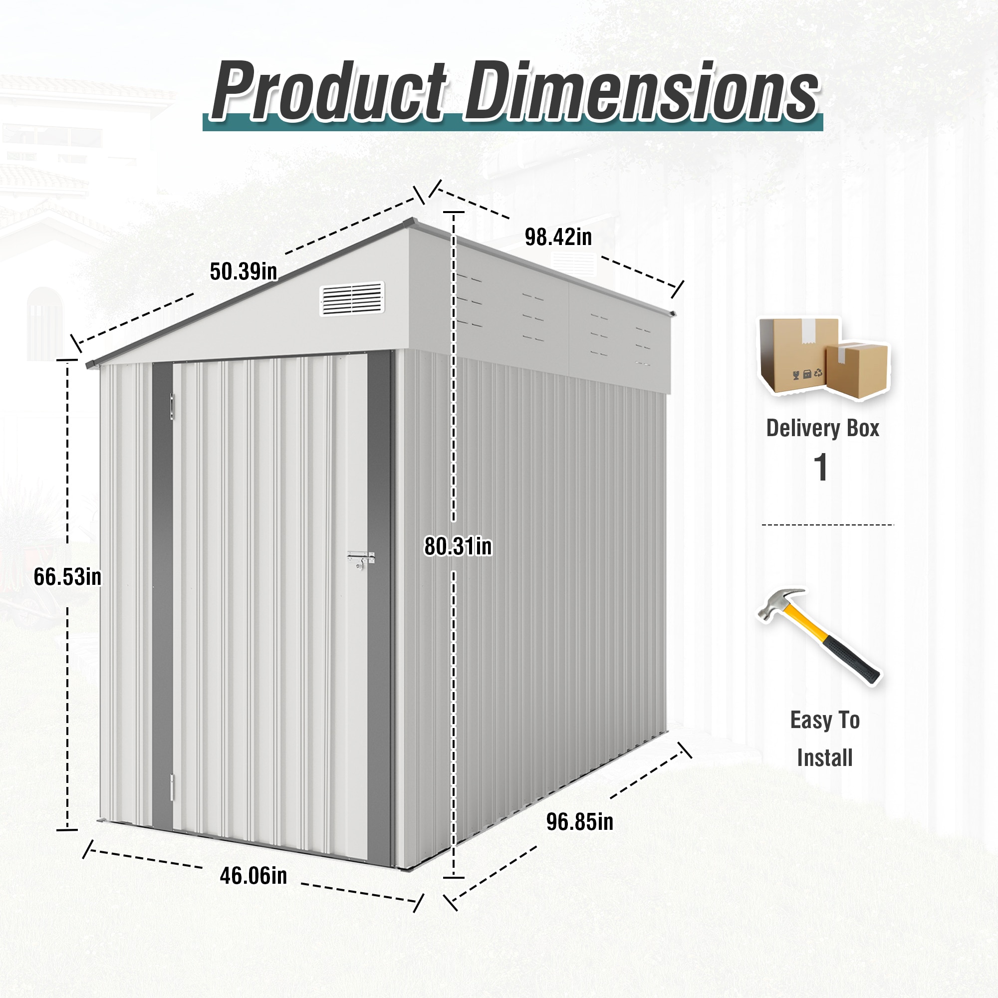 WELLFOR GIZHE758BN Metal-Storage-Buildings-Sheds - View #3