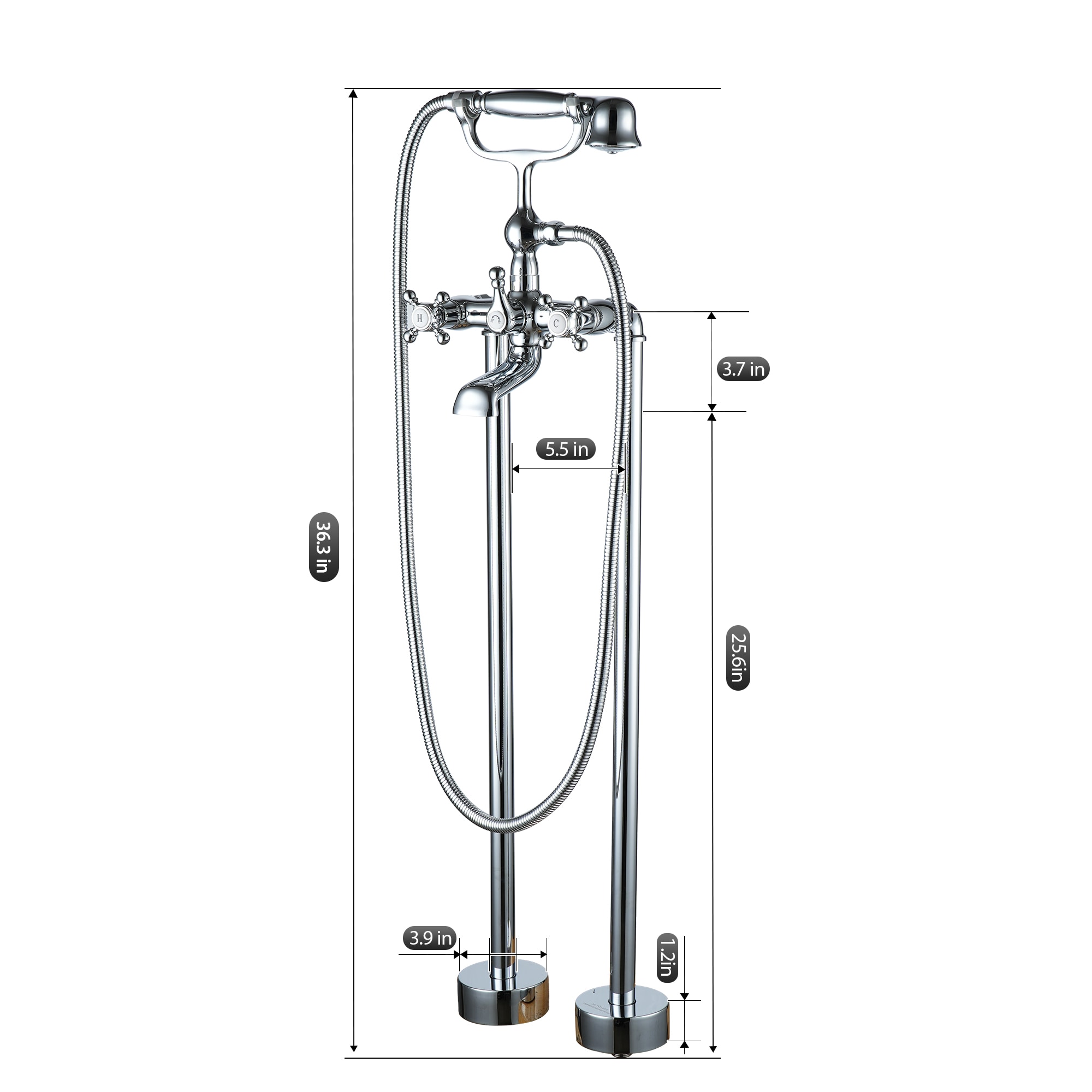 CASAINC WF-DB96103BN-10 Roman-Tub-Faucets - View #4