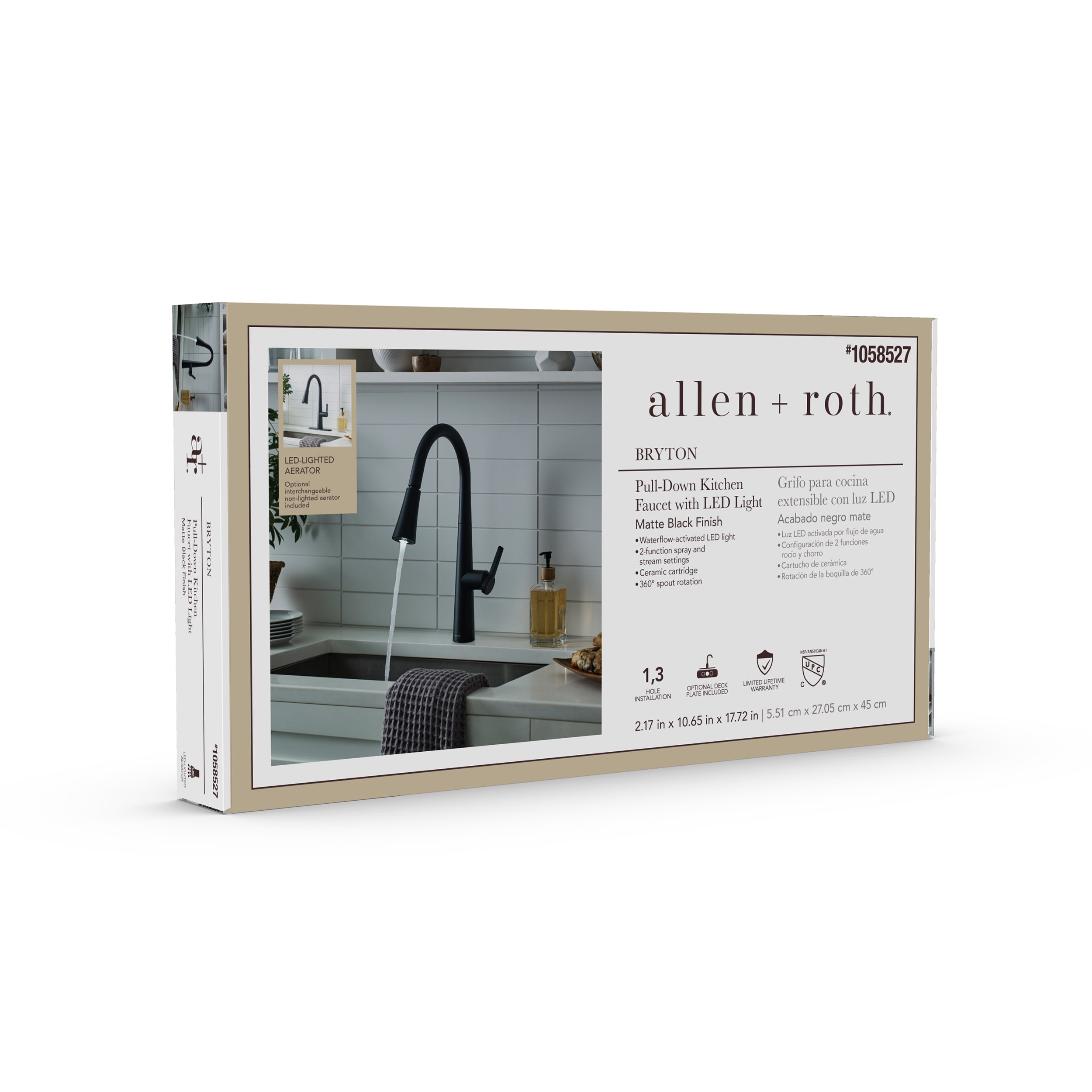 allen roth Bryton Matte Black Single Handle Pull down Kitchen